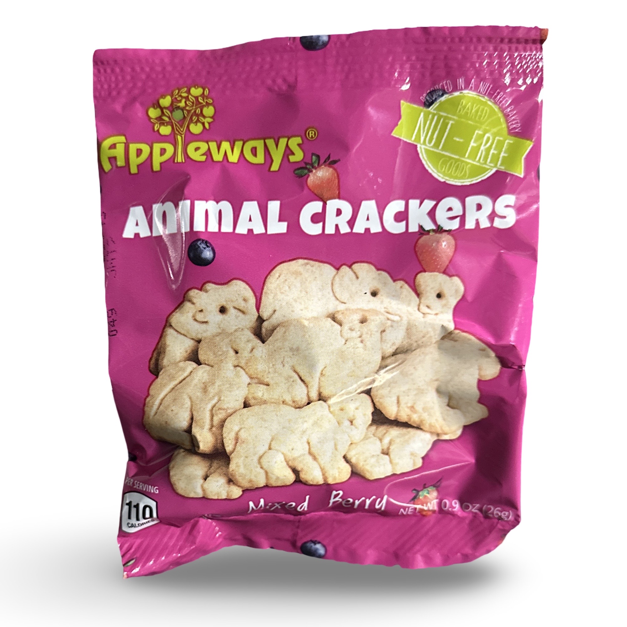 Appleways Mixed Berry Animal Crackers, Smart Snack and School Approved, 24 Bags