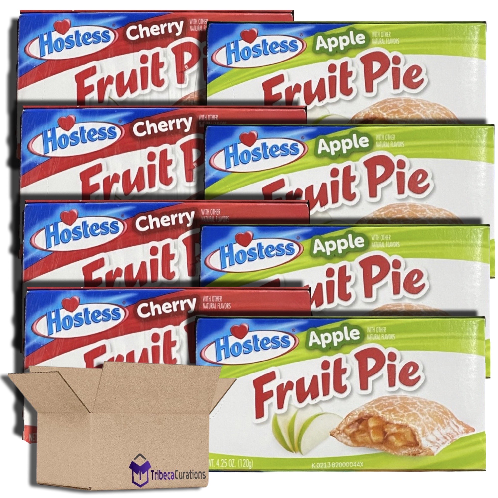 Hostess Cherry and Apple Fruit Pie Combo, 4.25 Ounce, 8 Count