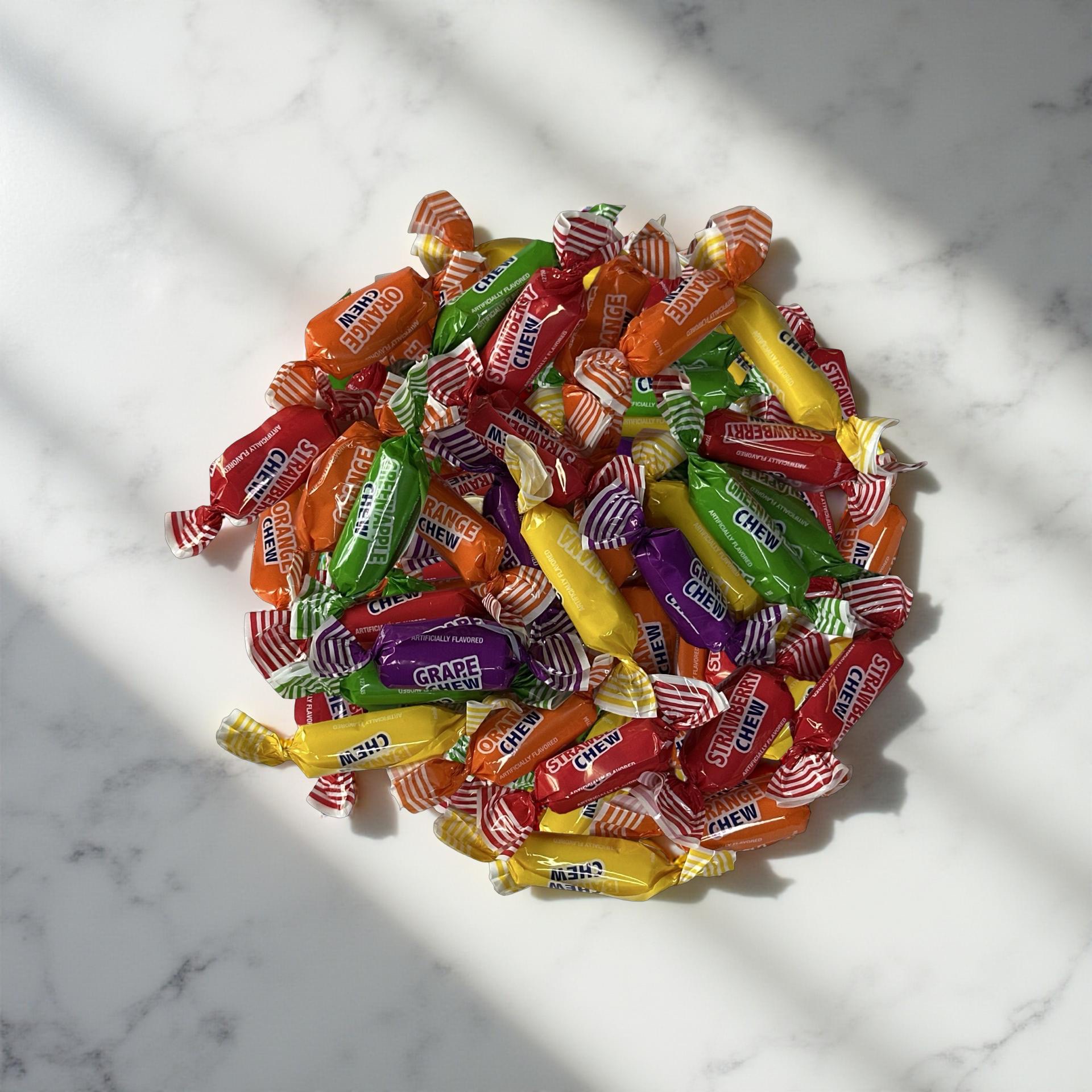 Assorted Colombina Fruit Chews Including Grape, Banana, Orange, Strawberry and Green Apple, 2 lbs. 4