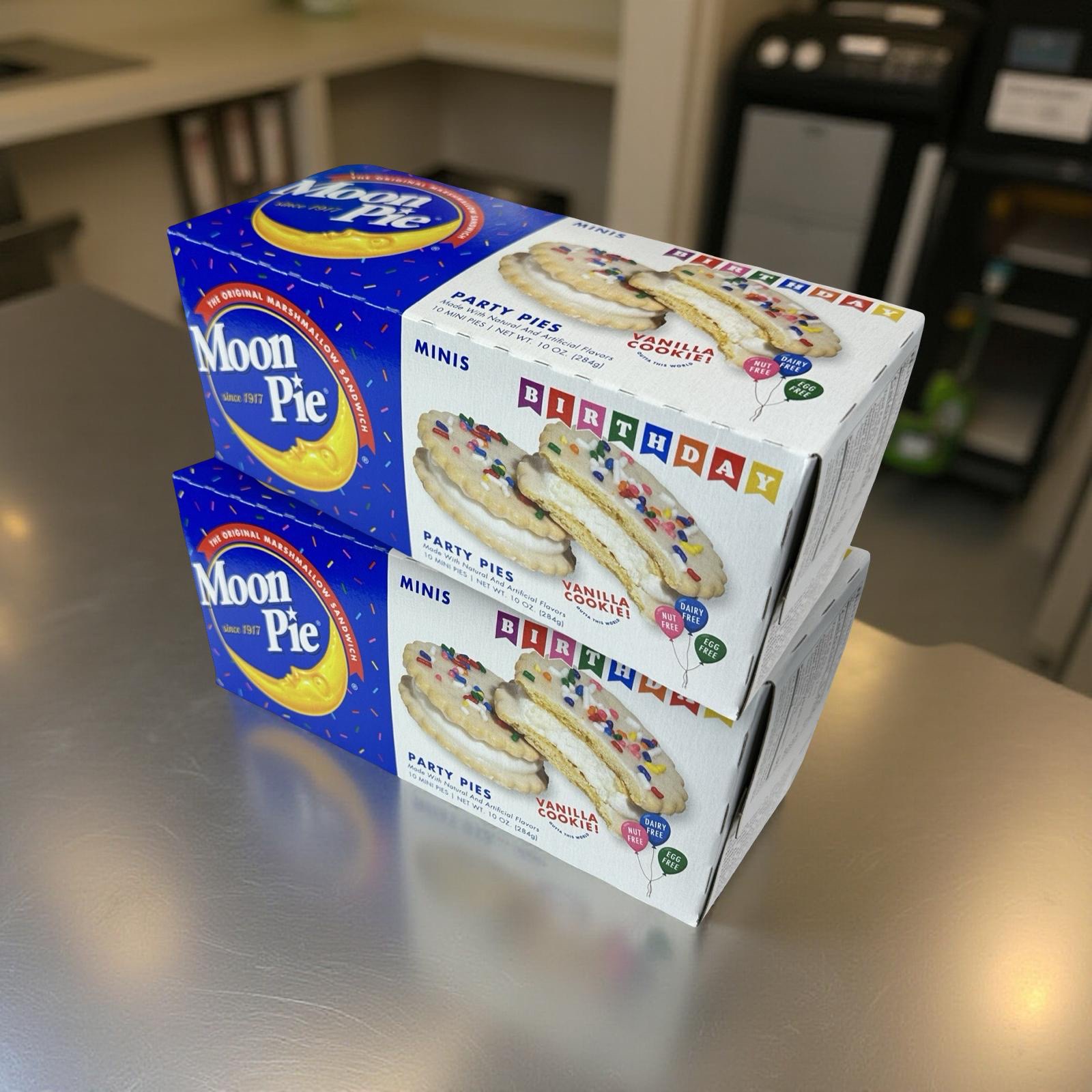 Moon Pie Mini Birthday Cake Vanilla Cookie Party Pies, 2 Boxes, 10 Per Box (20 Total) 2