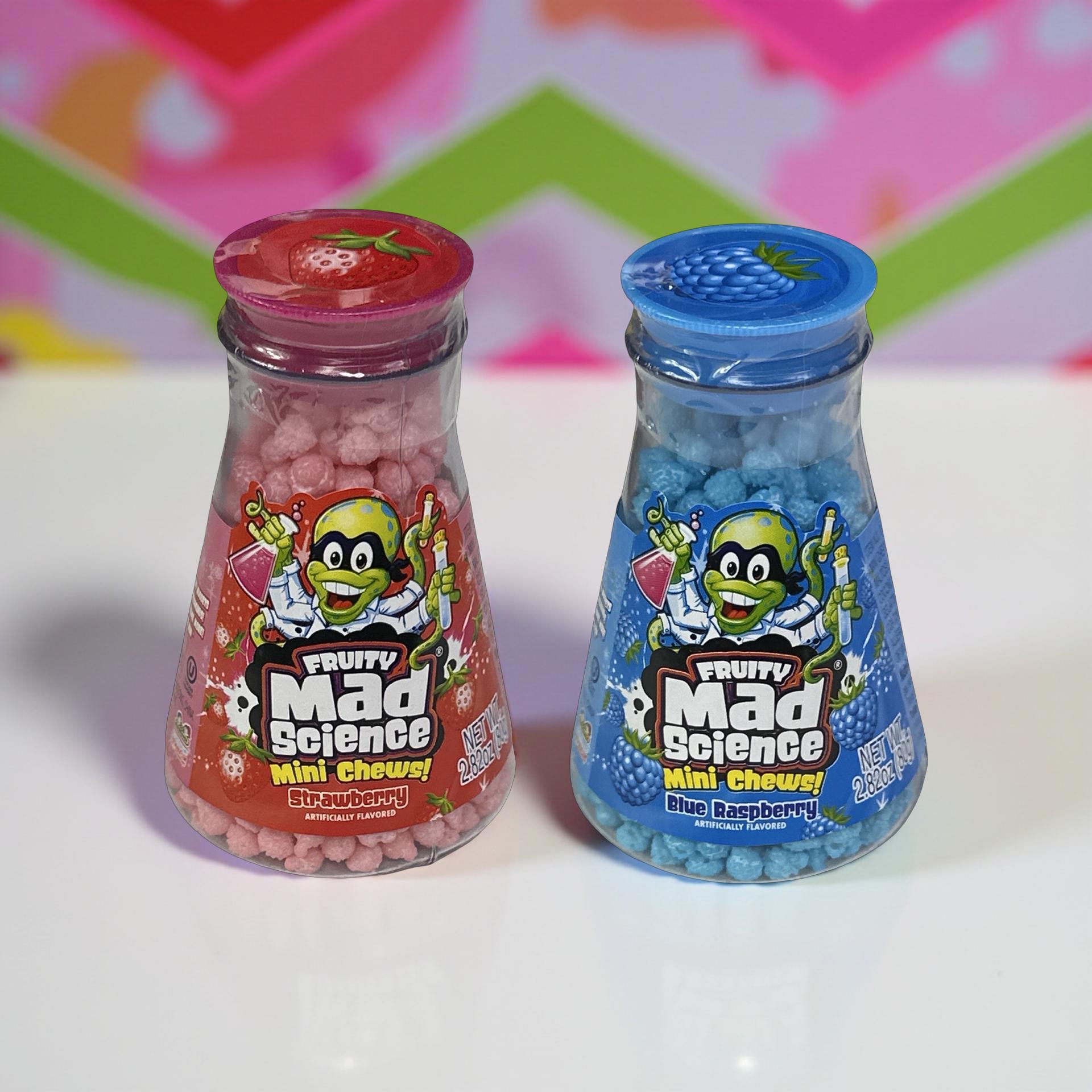 Mad Scientist Mini Nugget Candy Chews Filled Flask, Blue Raspberry and Strawberry Included 4