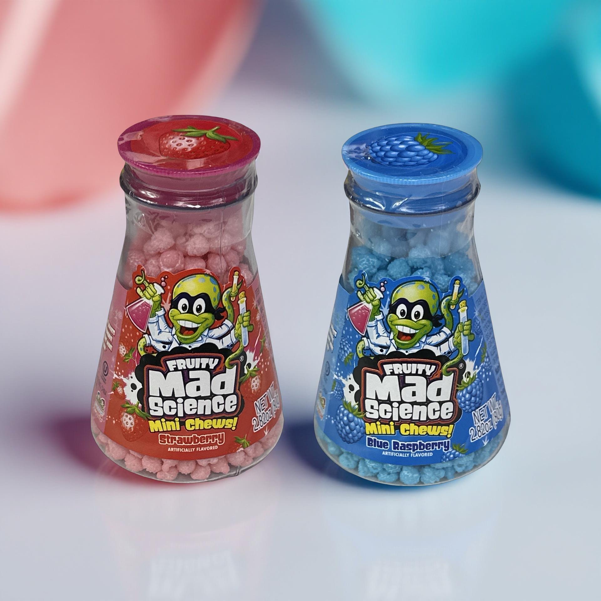 Mad Scientist Mini Nugget Candy Chews Filled Flask, Blue Raspberry and Strawberry Included 5