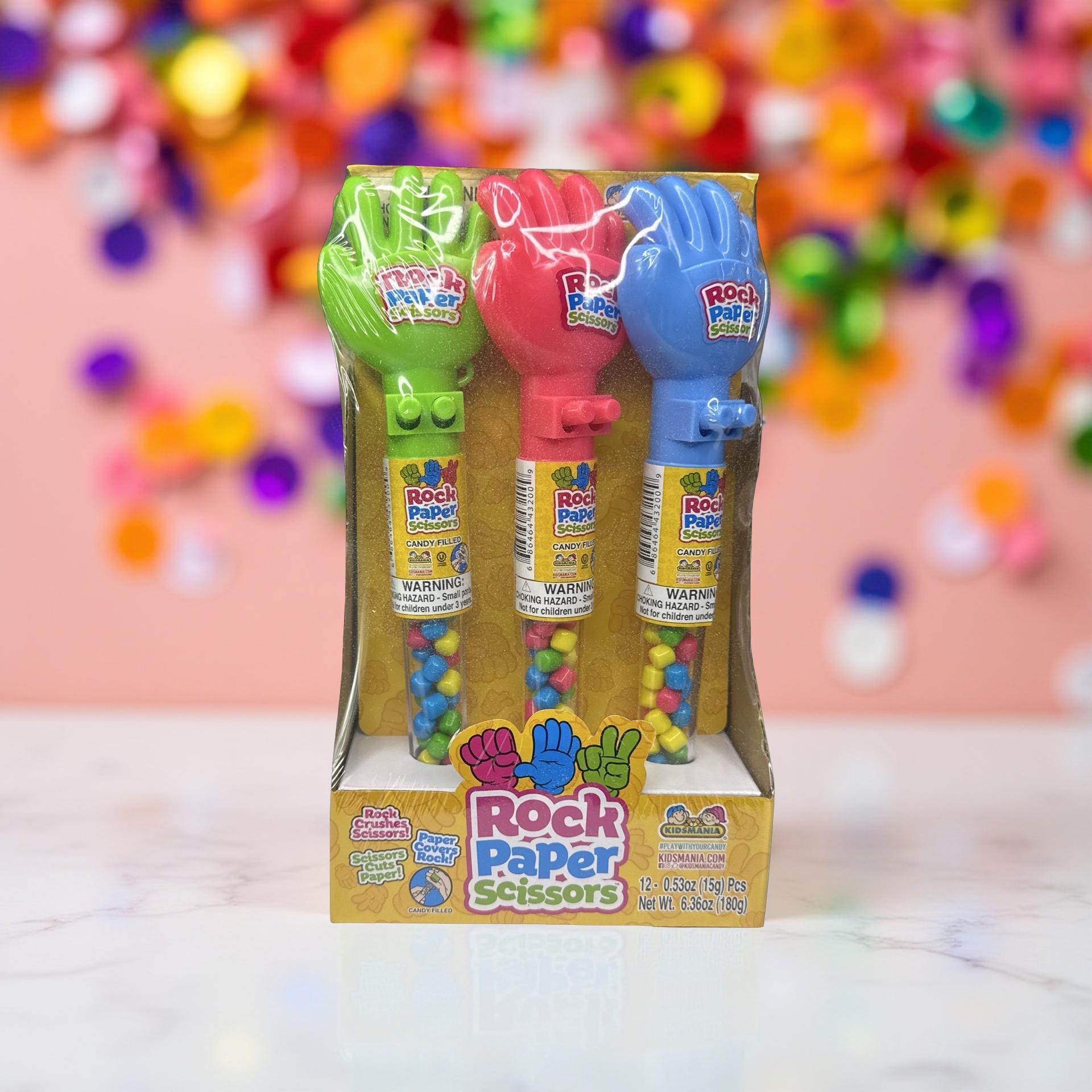 Fun Candy With Built in Toys - Candy Filled Rock, Paper Scissors, 2 Pack (Colors vary) 5
