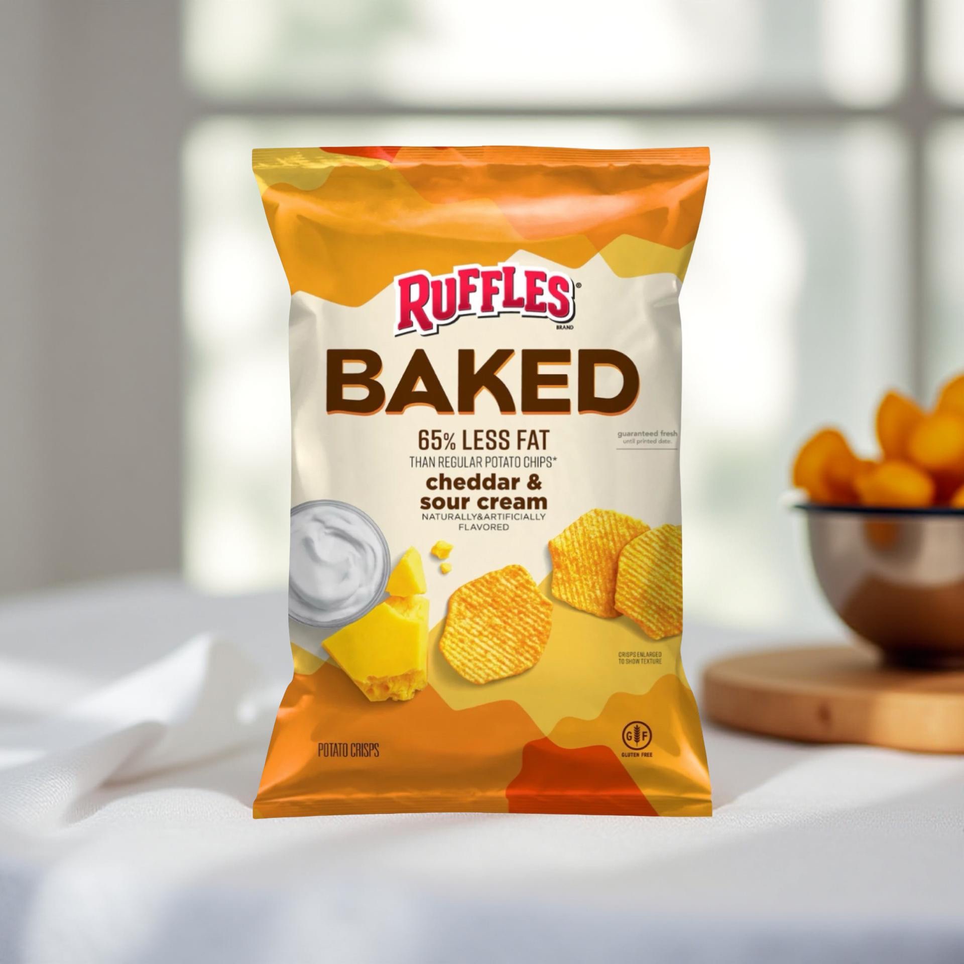 Baked Ruffles Cheddar & Sour Cream Potato Chip Crisps, .8 Oz Bag | Pack of 15 6