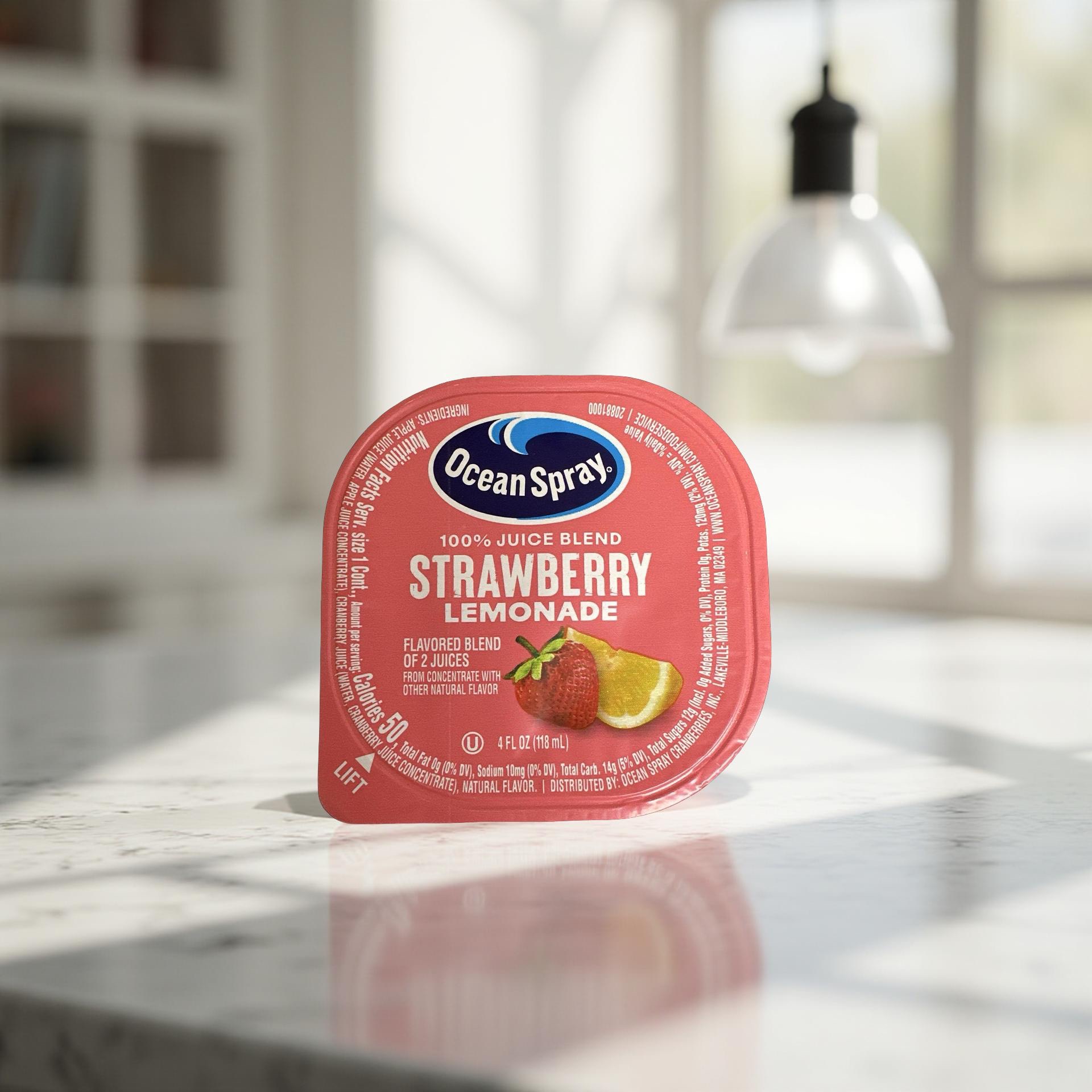 Ocean Spray Fruit Juice Individual Cups Strawberry Lemonade 100% Juice,  24 Cups 3