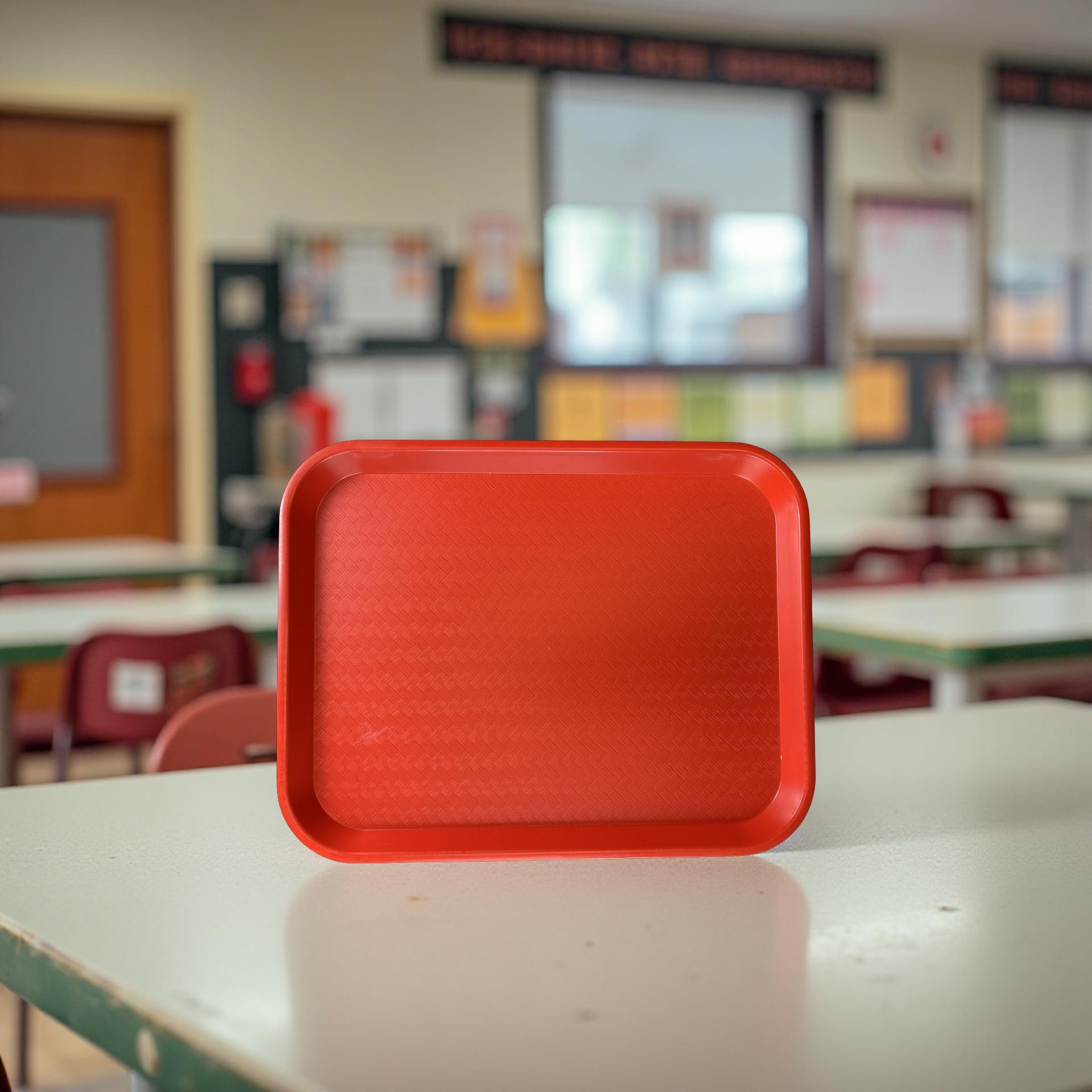 School Cafeteria Tray, Red, Full Size High Quality, 18 x 14 3