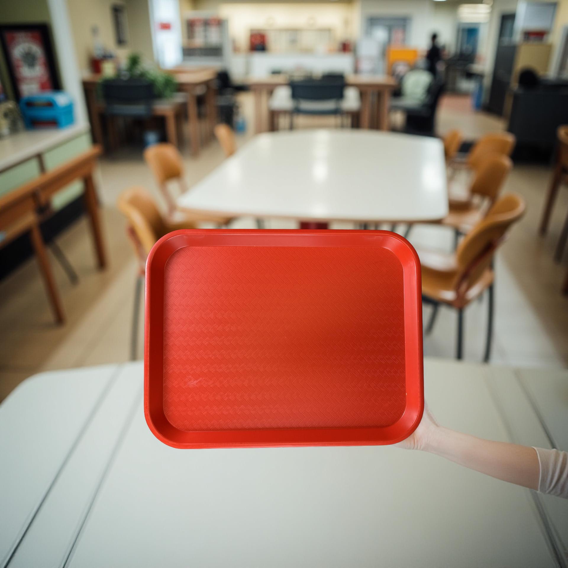 School Cafeteria Tray, Red, Full Size High Quality, 18 x 14 4