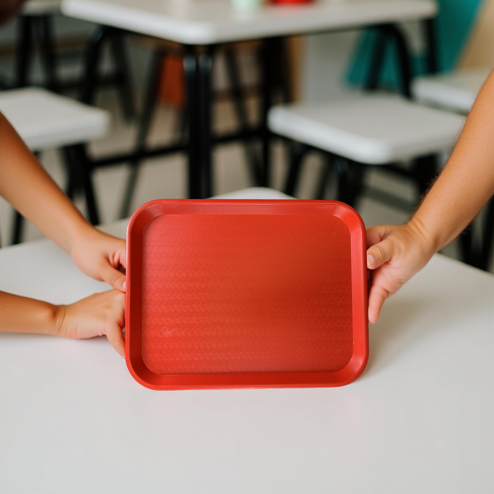 School Cafeteria Tray, Red, Full Size High Quality, 18 x 14 2
