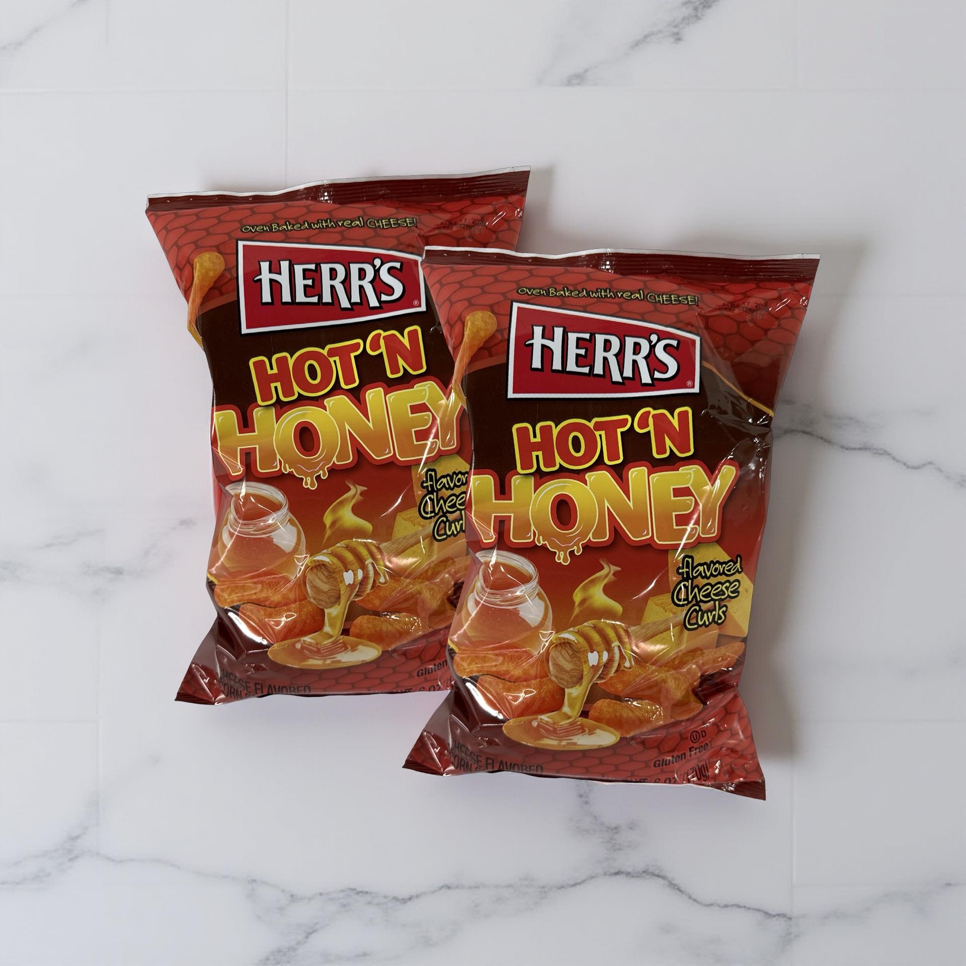 Herr's  Hot N Honey Cheese Curl Puffs, Family Size Bags, 2 Count 4