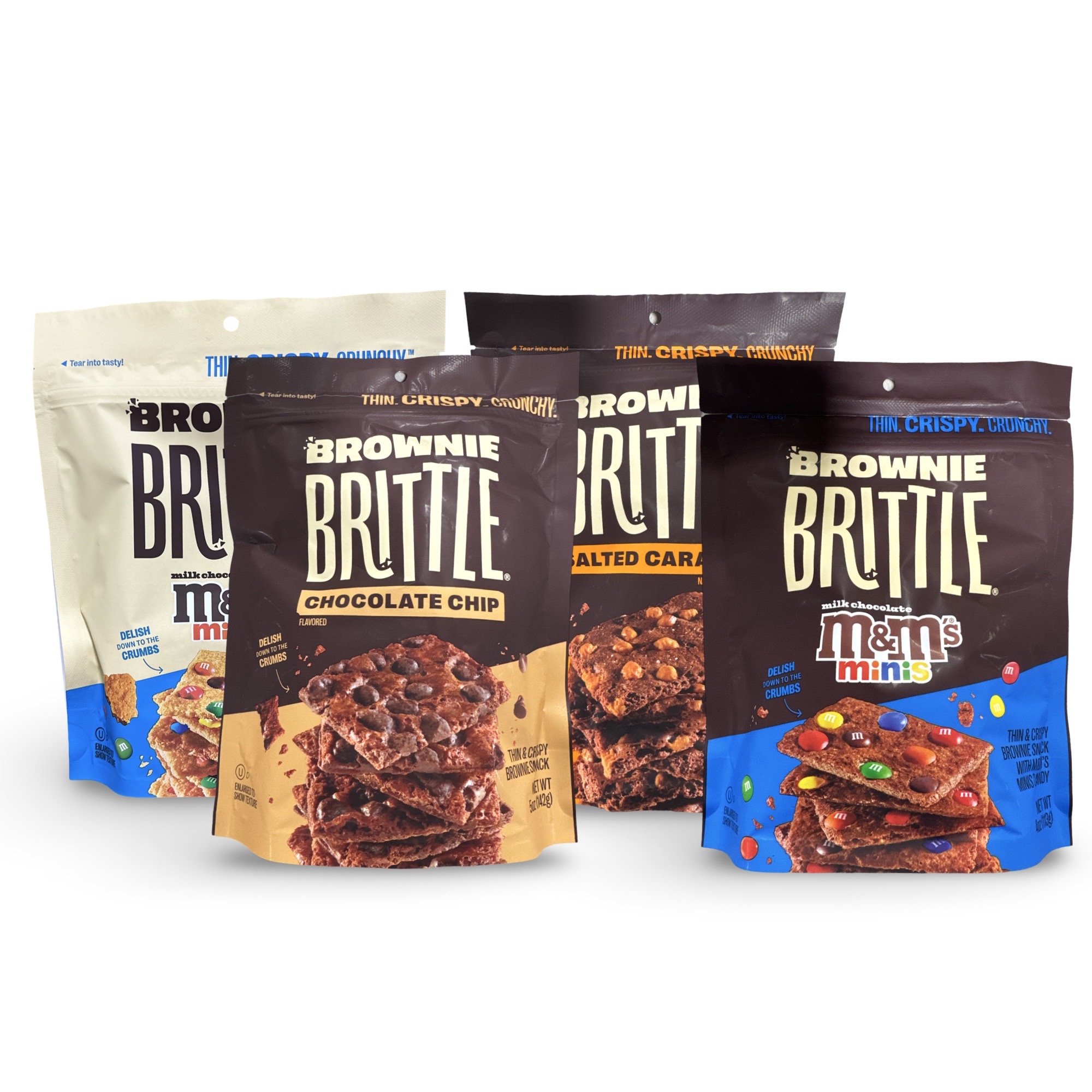 Brownie Brittle Variety Pack. 4 Flavors: Chocolate Chip, Blondie M&M, Salted Caramel and M&M 2
