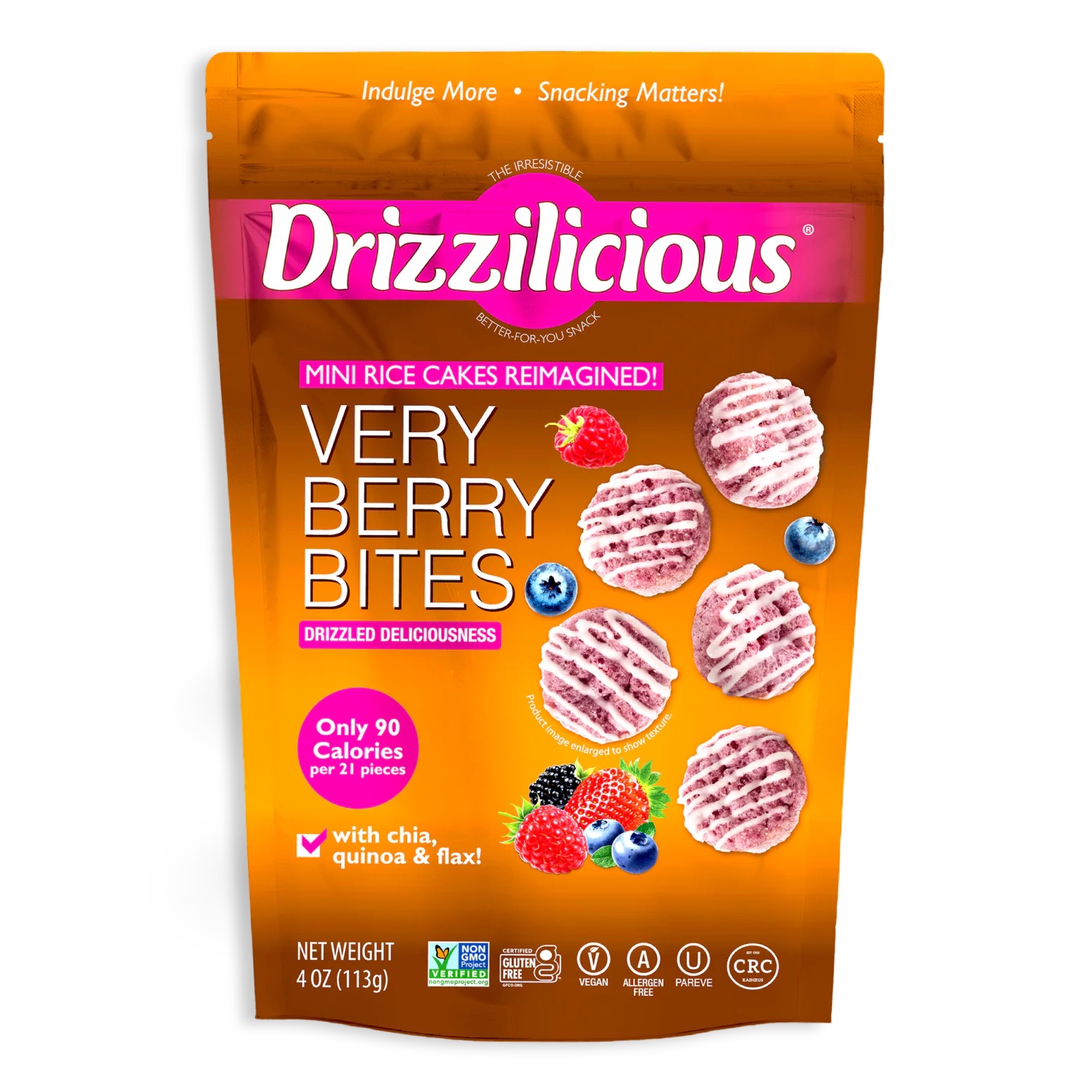 Drizzilicious Mini Rice Cake Bites 7 Flavor Variety Pack: Birthday, Cinnamon, Cookies & Cream, French Toast, Salted Caramel, Popcorn and Very Berry 8