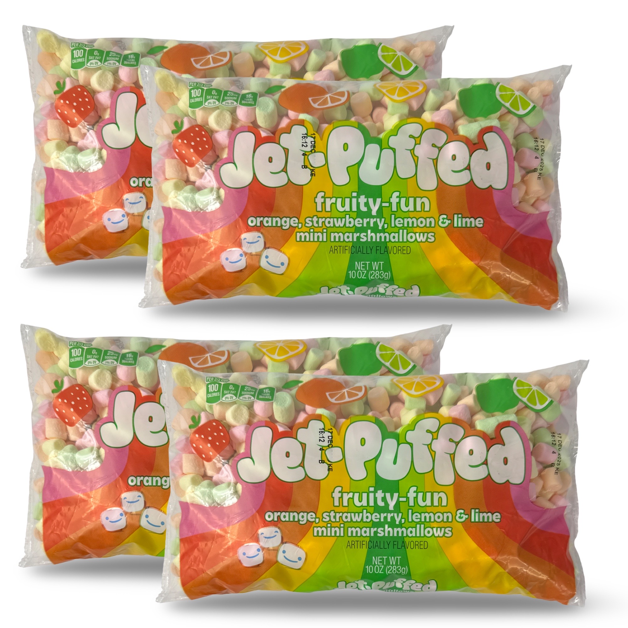 Jet Puffed Fruity Fun Mini Fluffy Marshmallow Snack, 4x 10 Oz. Bags