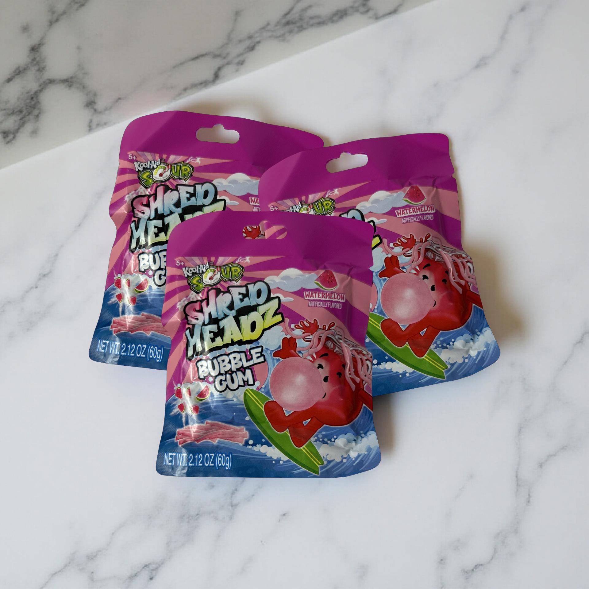 Kool-Aid Shred Headz Sour Watermelon Shredded Chewing Gum, 2.1 Oz, 3 Packs 4