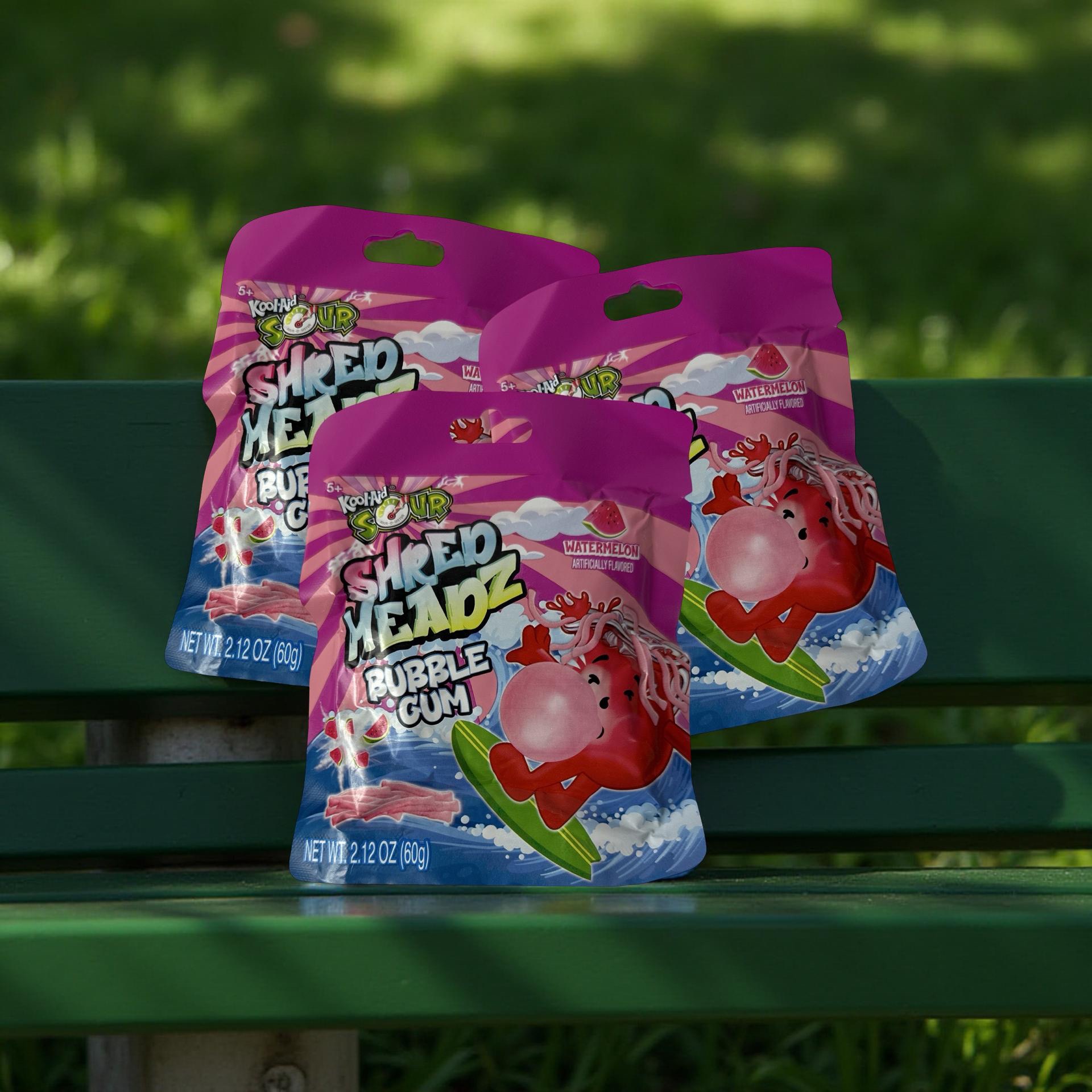 Kool-Aid Shred Headz Sour Watermelon Shredded Chewing Gum, 2.1 Oz, 3 Packs 5