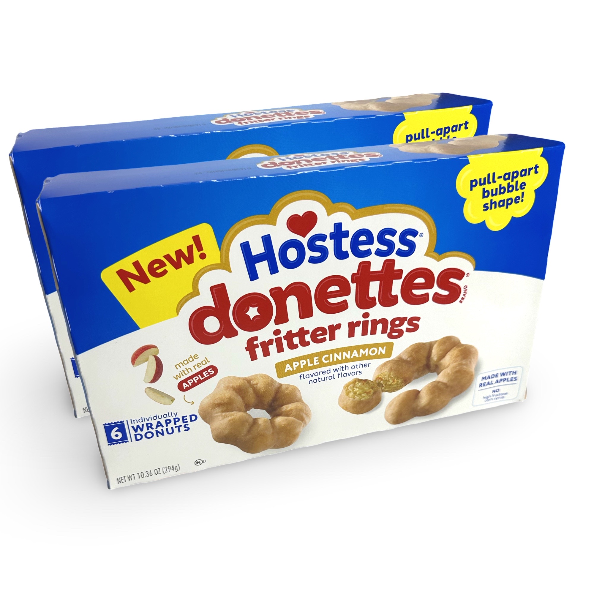 Hostess Apple Fritter Ring Pullapart Donuts Snack Cakes, 2 Boxes
