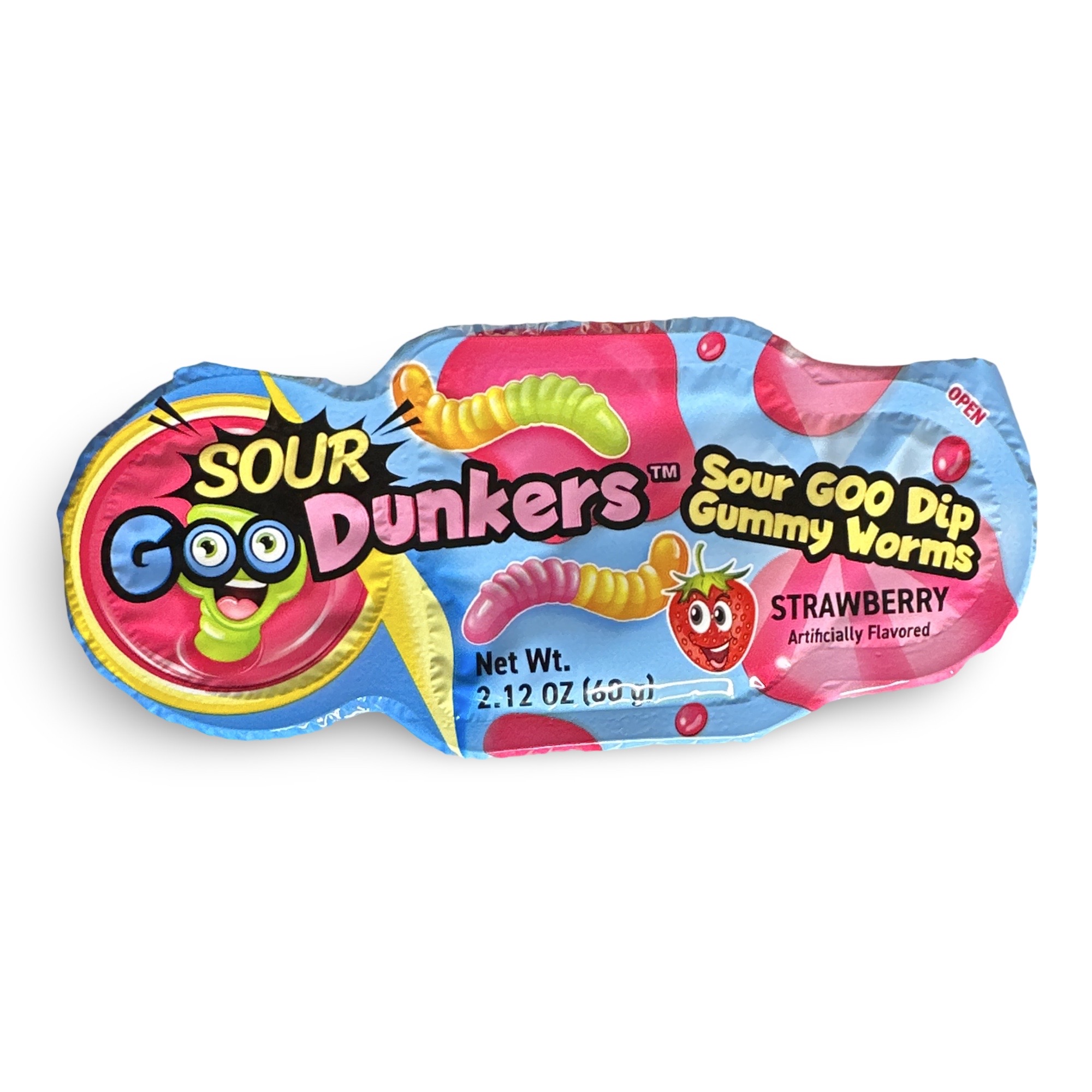 Sour Dunkers, Sour Goo Dip Gummy Worms To-Go Packs, Full Box, 12 Packs