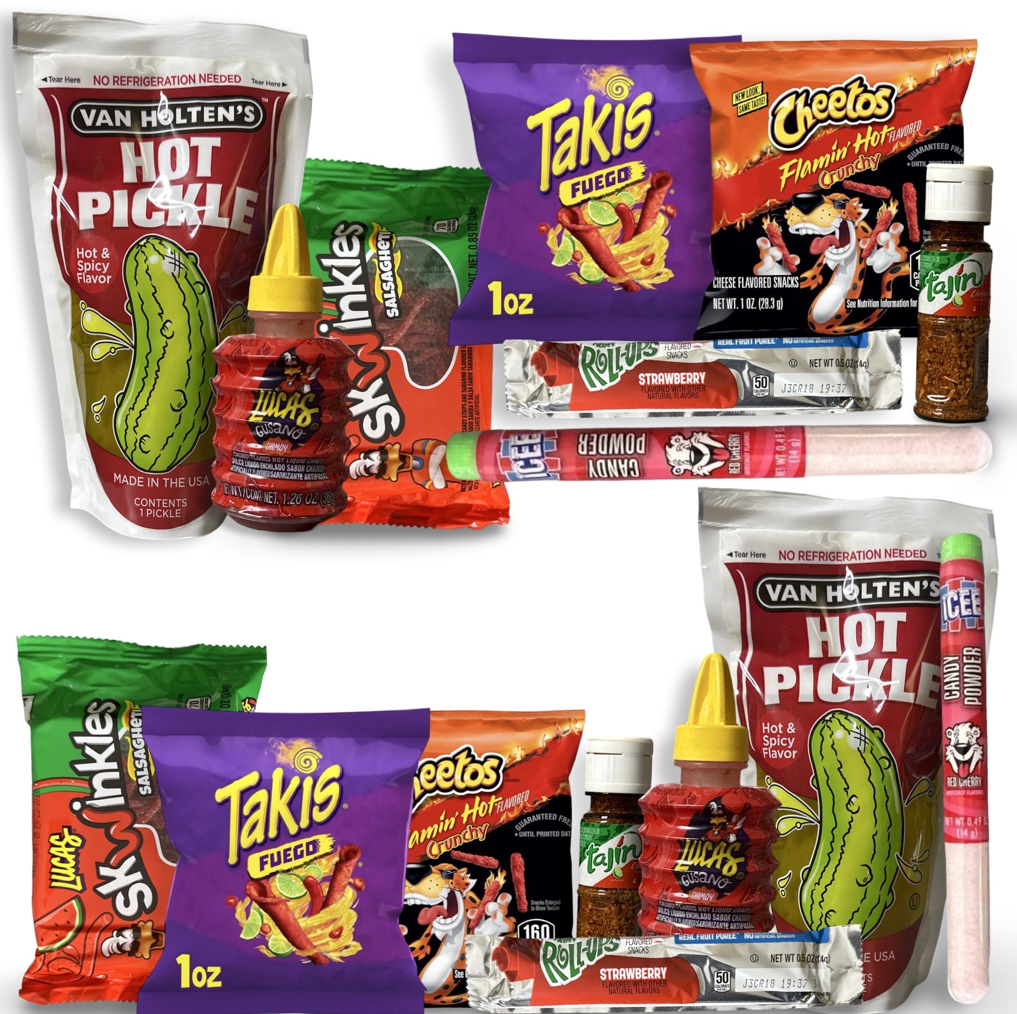 Double Spicy Pickle Chamoy, 2 of Each - 16 Piece Kit With Icee Powder