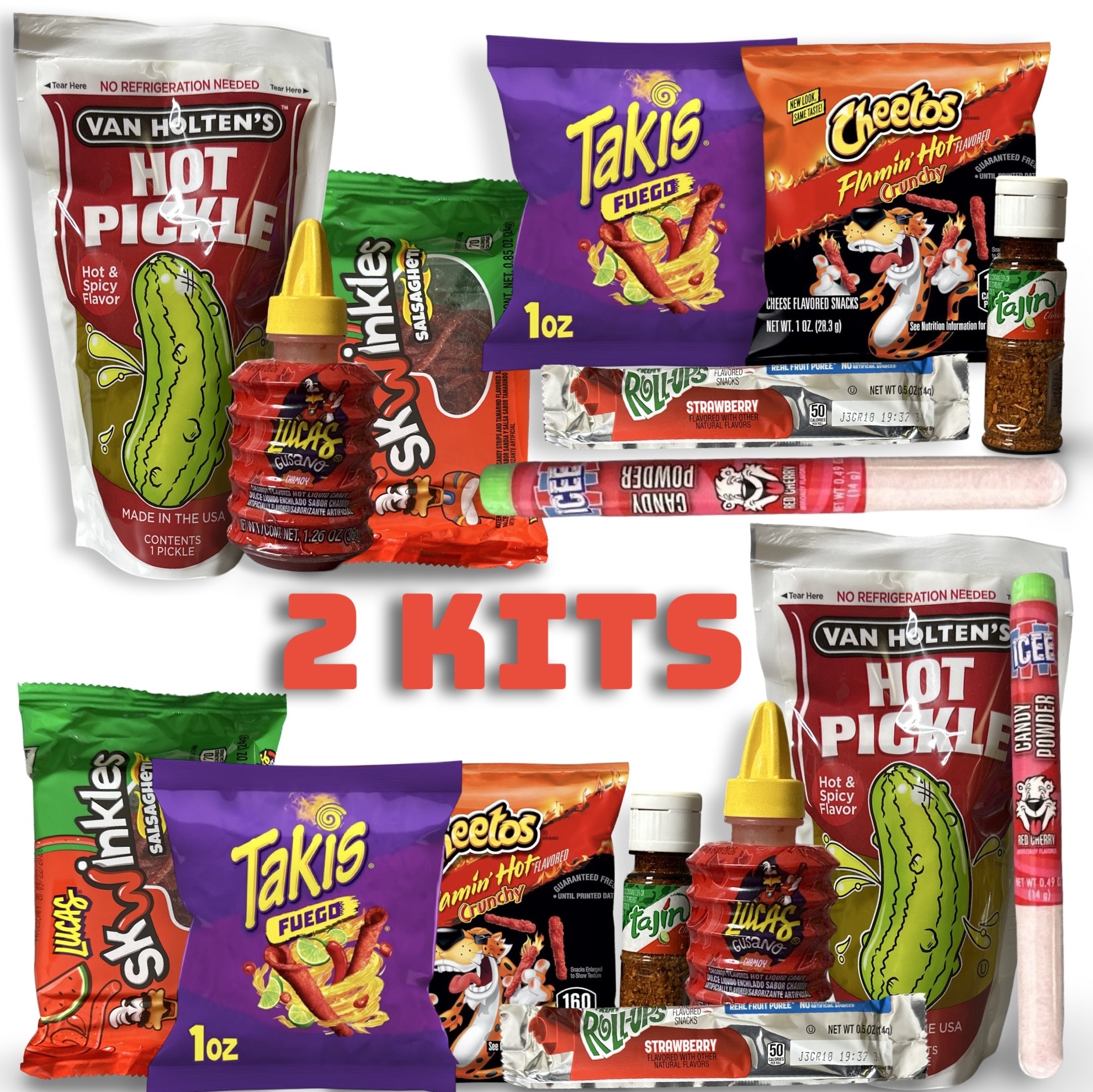 Double Spicy Pickle Chamoy, 2 of Each - 16 Piece Kit With Icee Powder 2