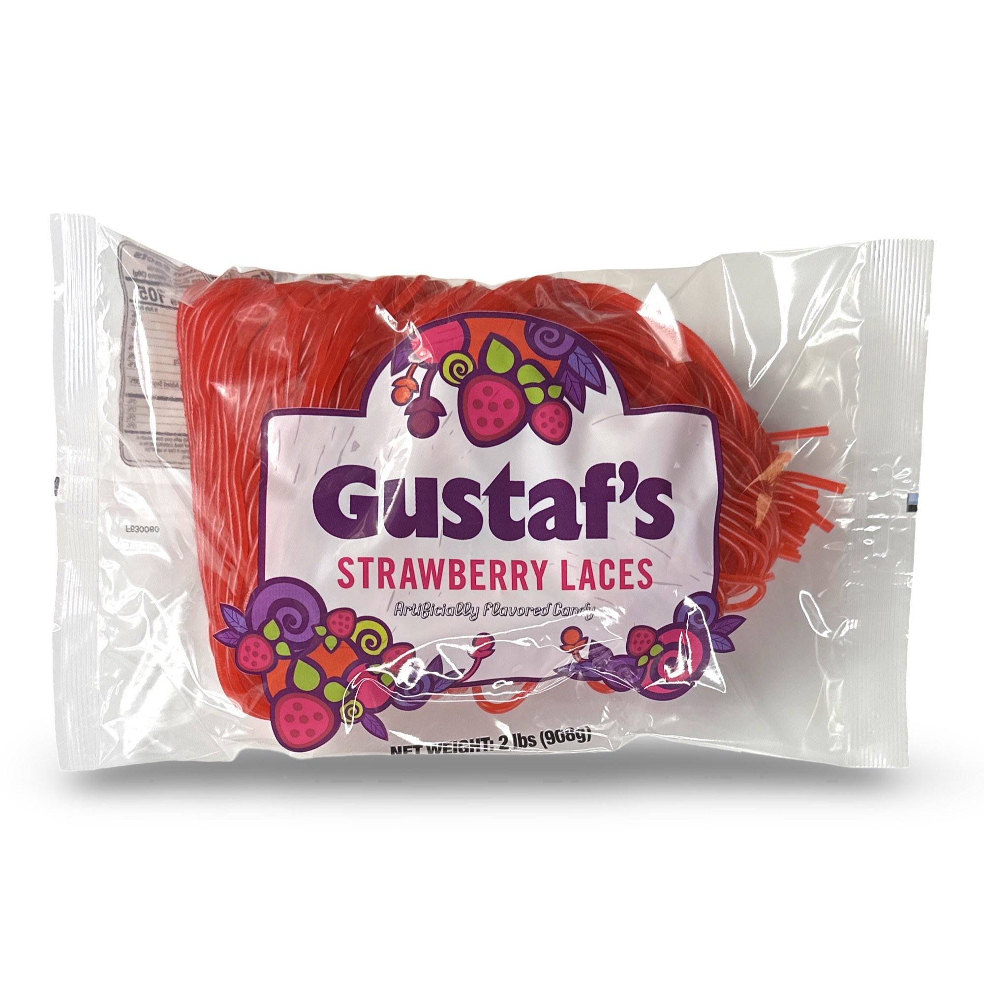 Gustaf's Candy Sweet Licorice Laces Bulk Bags, Strawberry, 2 lb.
