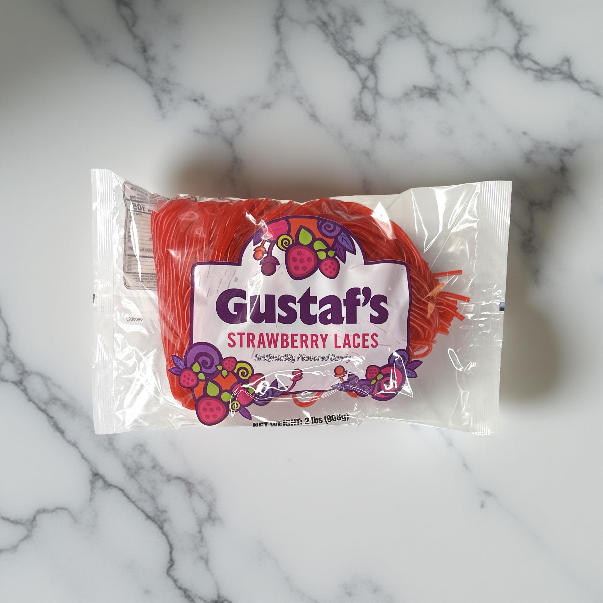 Gustaf's Candy Sweet Licorice Laces Bulk Bags, Strawberry, 2 lb. 3