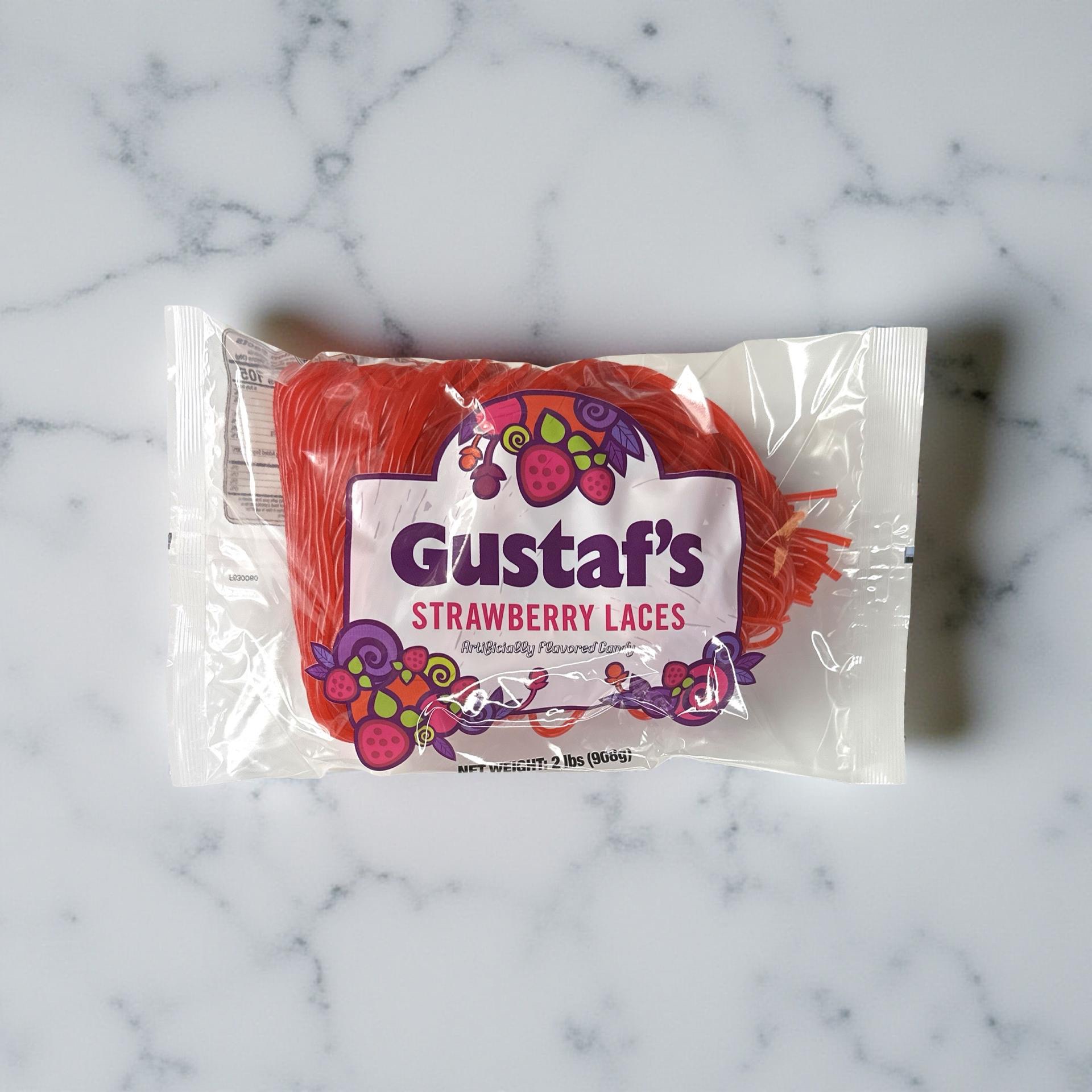 Gustaf's Candy Sweet Licorice Laces Bulk Bags, Strawberry, 2 lb. 4