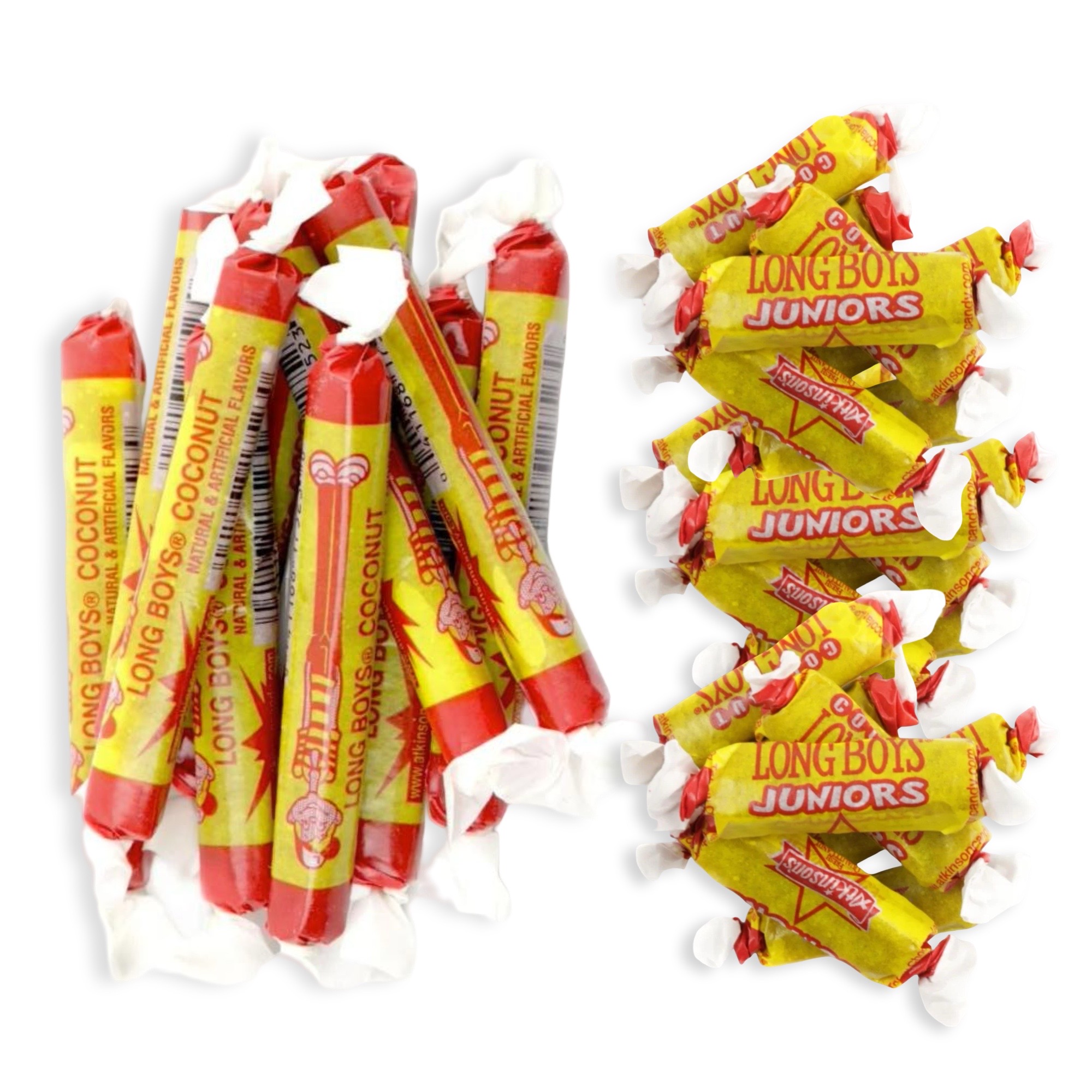 Coconut Long Boys Nostalgic New Orleans Chewy Candy Regular and Juniors Combo, 1.75 lbs