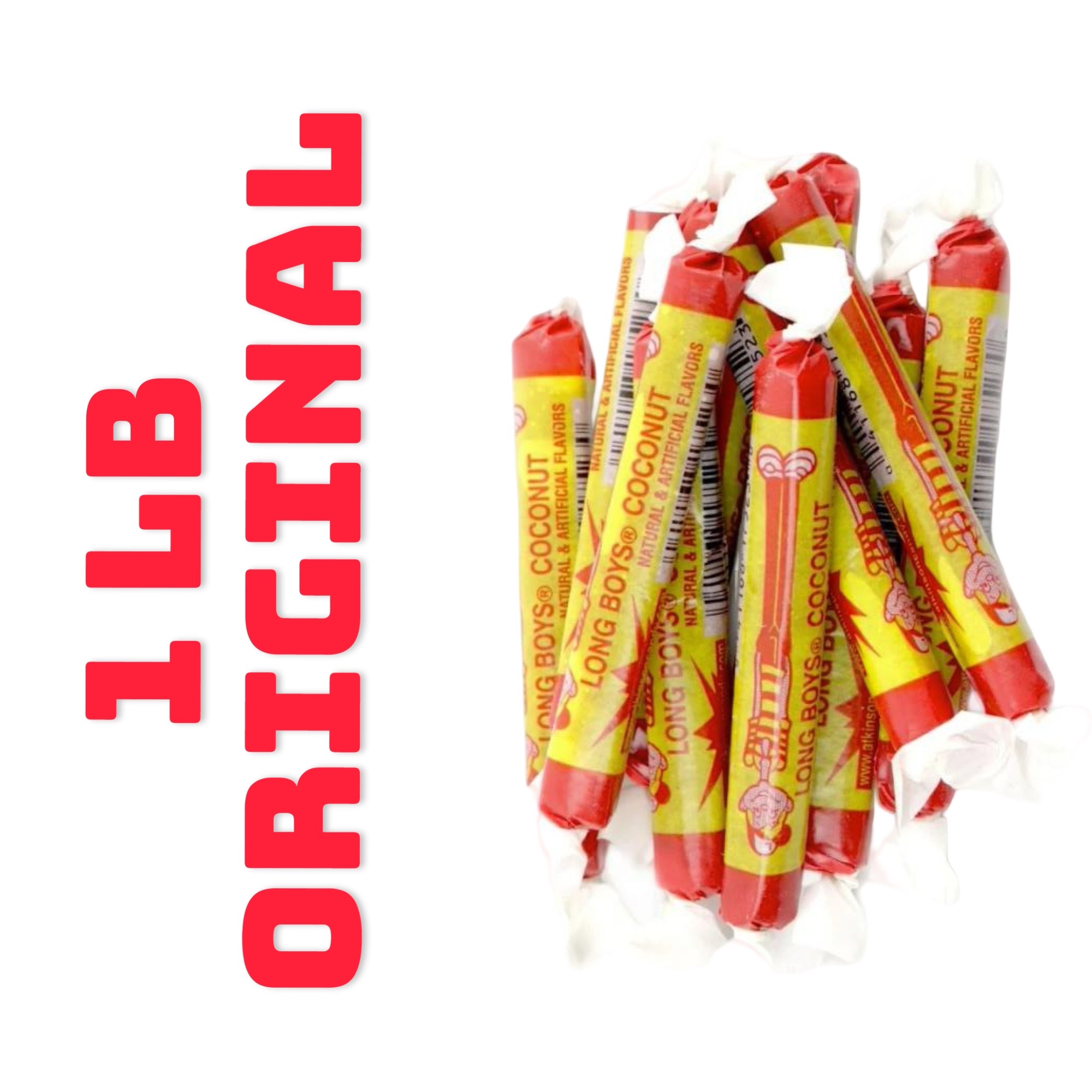 Coconut Long Boys Nostalgic New Orleans Chewy Candy Regular and Juniors Combo, 1.75 lbs 3