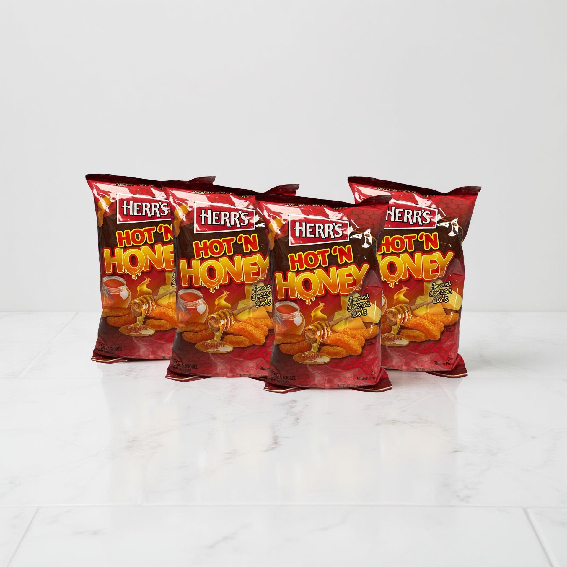 Herr's  Hot N Honey Cheese Curl Puffs, 2.75 Oz, 4 Bags 6