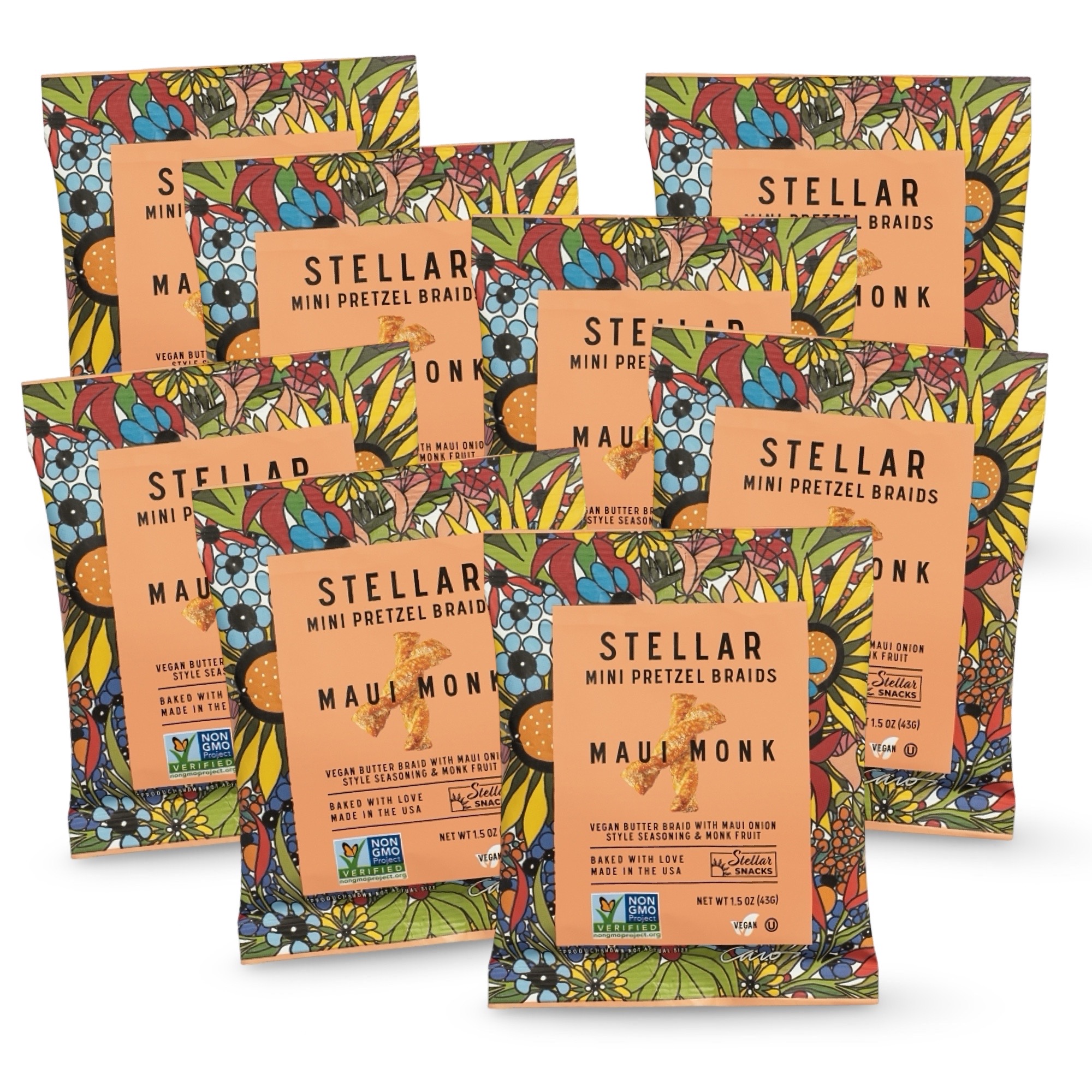 Stellar Mini Pretzel Braids, Maui Monk, Vegan Friendly, Kosher, Non-GMO, 1.5 Oz, 24 Pack 3