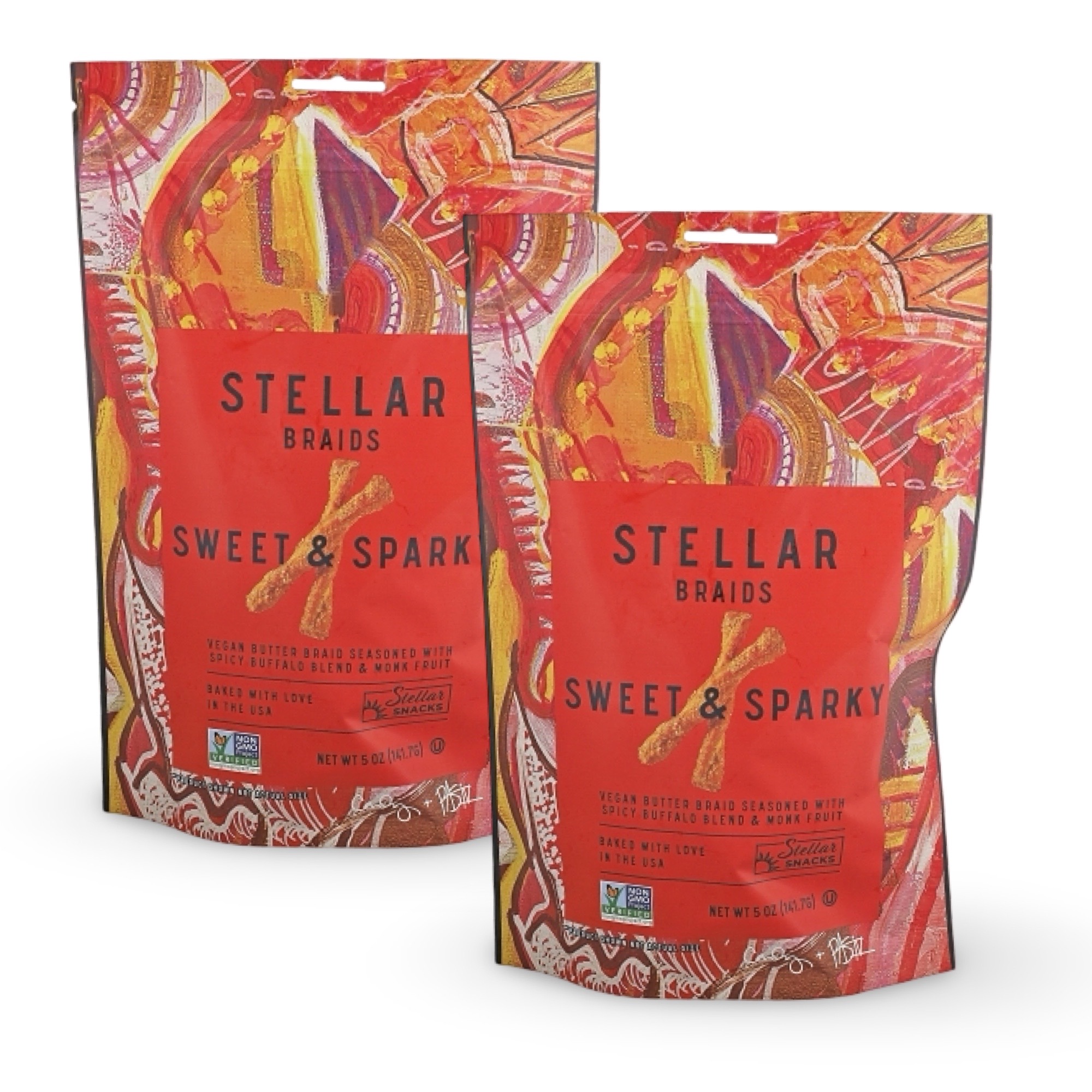 Stellar Pretzel Braids, Sweet & Sparky Spicy Buffalo, 5 Oz, 6 Pack, Gourmet Pretzel Sticks 2