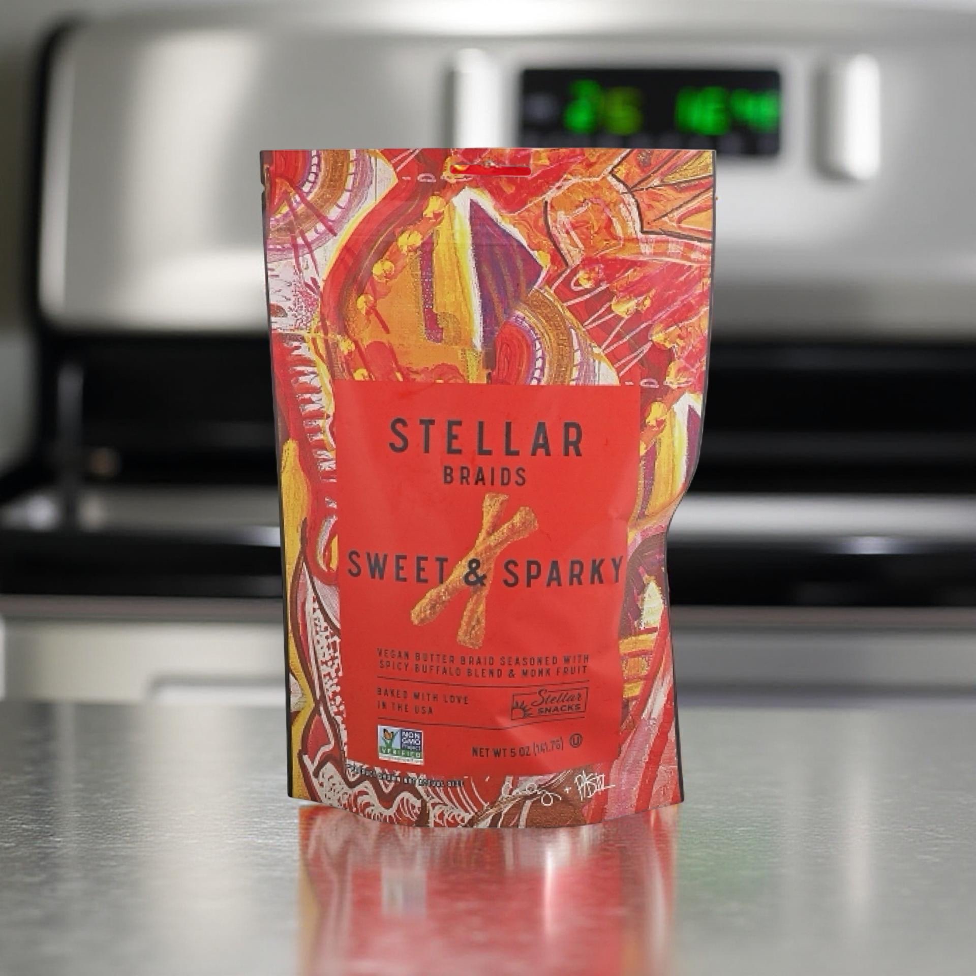 Stellar Pretzel Braids, Sweet & Sparky Spicy Buffalo, 5 Oz, 6 Pack, Gourmet Pretzel Sticks 6