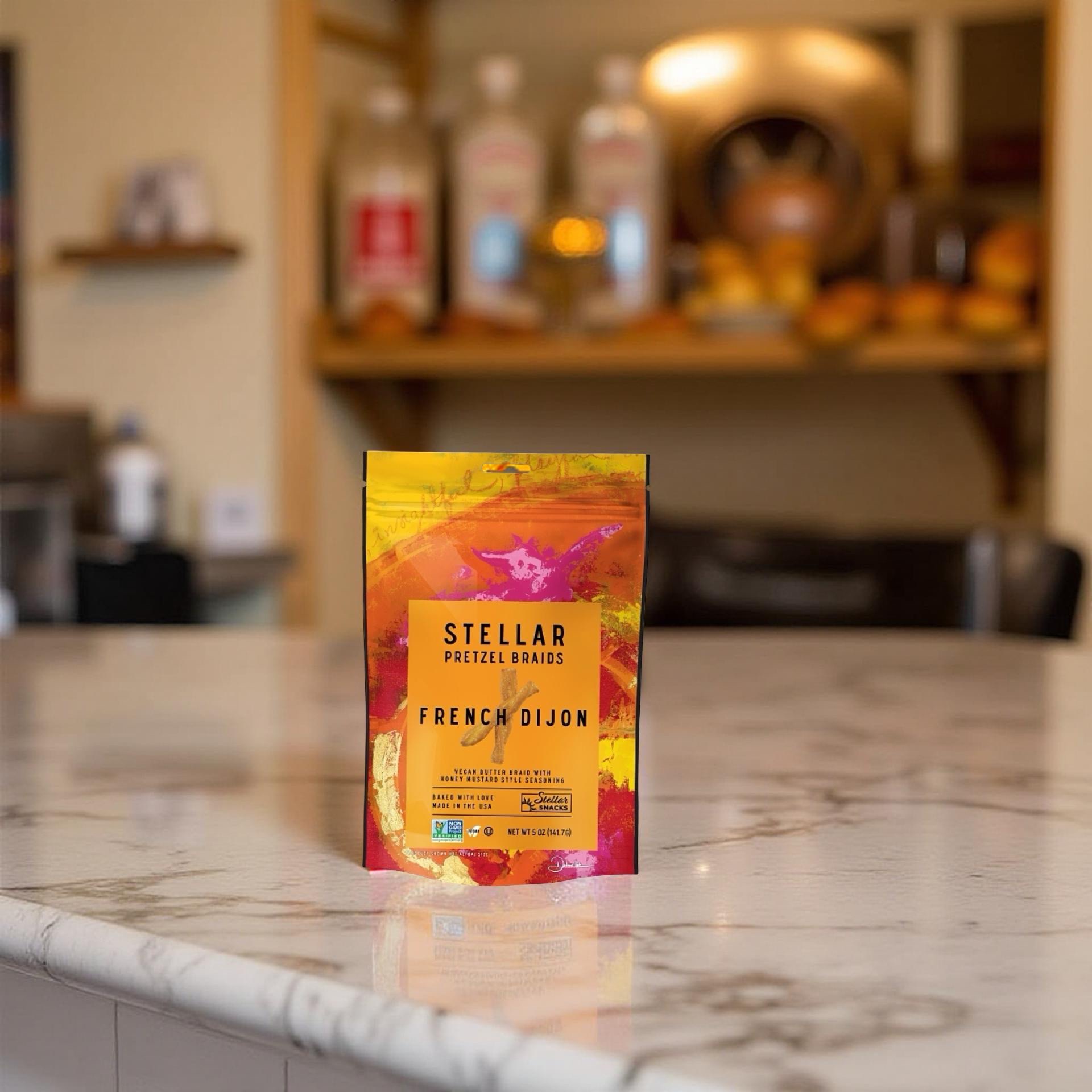 Stellar Pretzel Braids, French Dijon Honey Mustard, 5 Oz (Pack of 6), Gourmet Pretzel Sticks, Vegan, Kosher 4