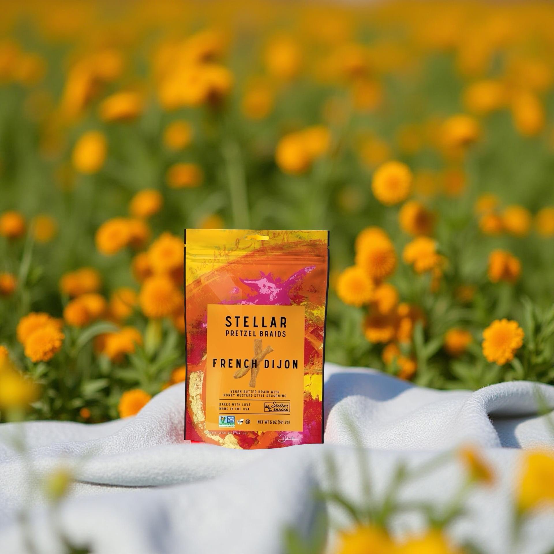 Stellar Pretzel Braids, French Dijon Honey Mustard, 5 Oz (Pack of 6), Gourmet Pretzel Sticks, Vegan, Kosher 5