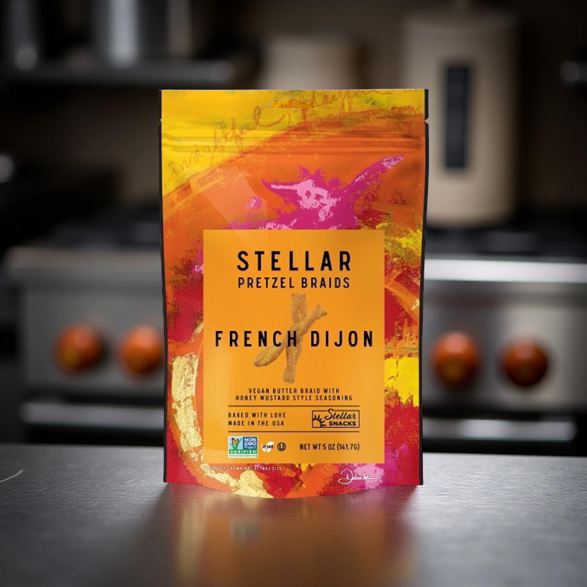 Stellar Pretzel Braids, French Dijon Honey Mustard, 5 Oz (Pack of 6), Gourmet Pretzel Sticks, Vegan, Kosher 6