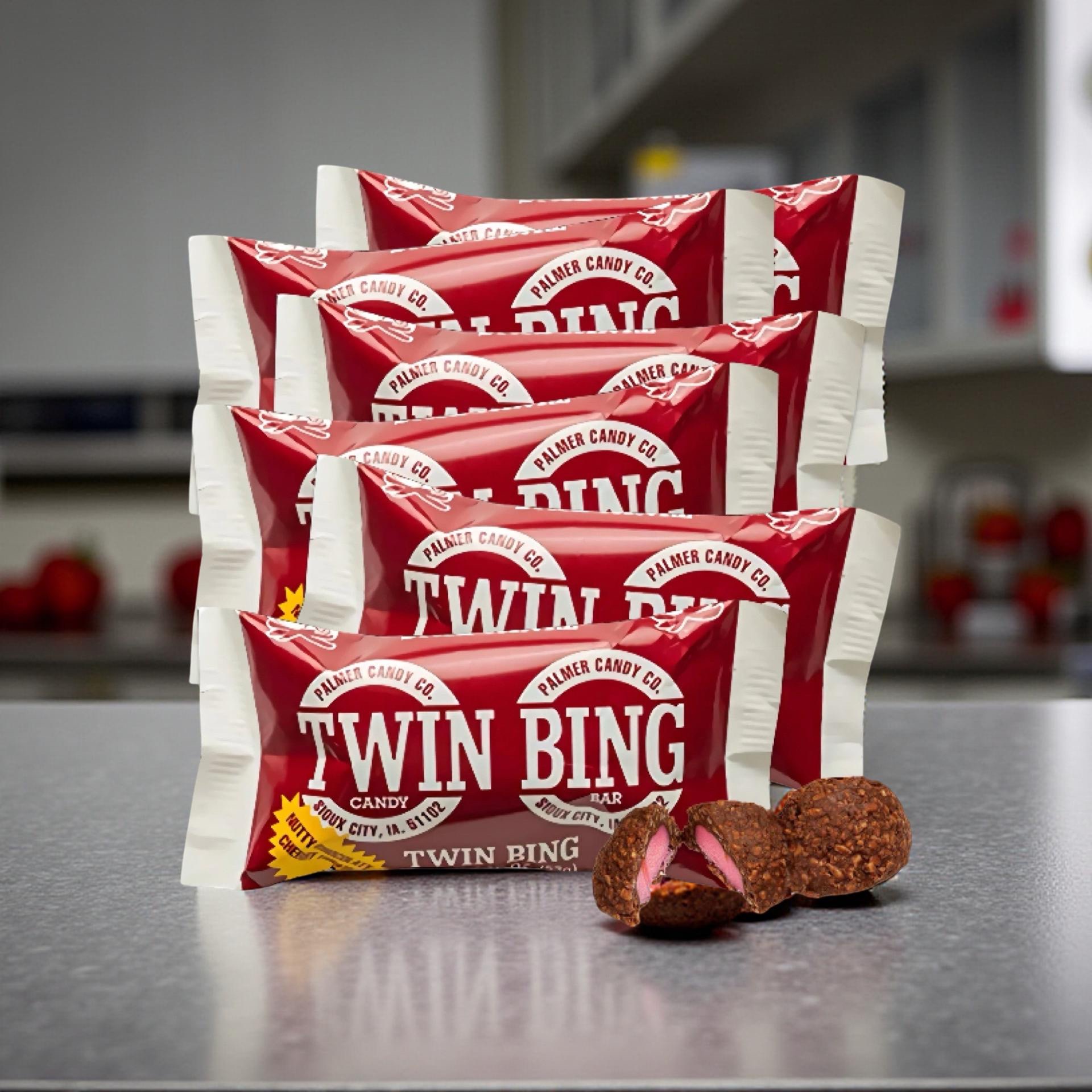 Palmers Twin Bing Candy Bars (6-Pack) - Chocolate Covered Cherry Nougat Candy Bar 5