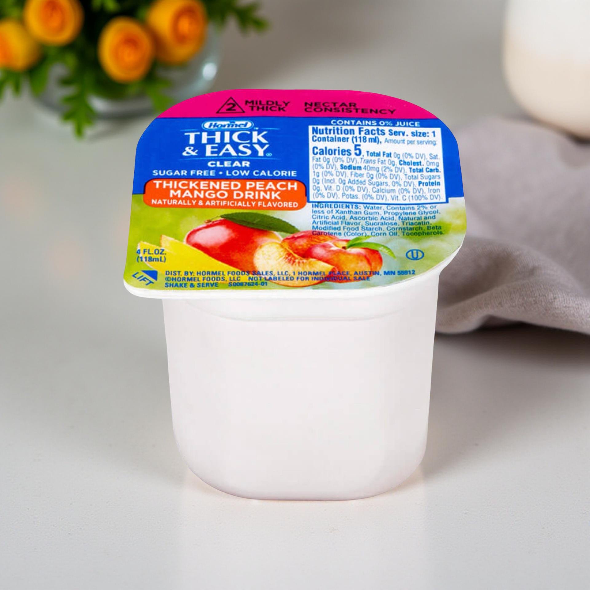 Thick & Easy Sugar Free Thickened Beverage 4 oz. Portion Cup Peach Mango Flavor Ready to Use Nectar Consistency, 78768 - Case of 24 2