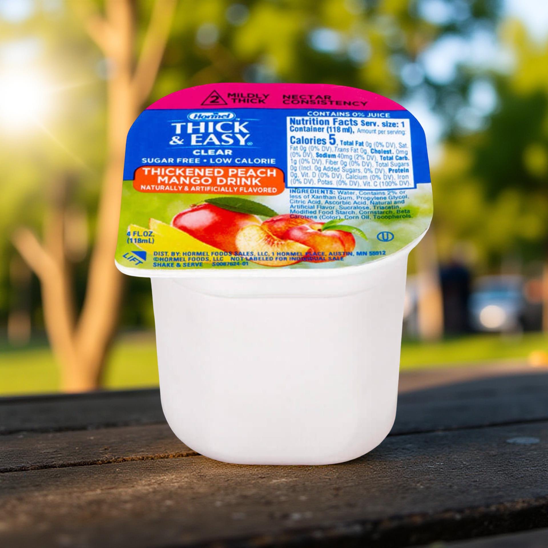 Thick & Easy Sugar Free Thickened Beverage 4 oz. Portion Cup Peach Mango Flavor Ready to Use Nectar Consistency, 78768 - Case of 24 3