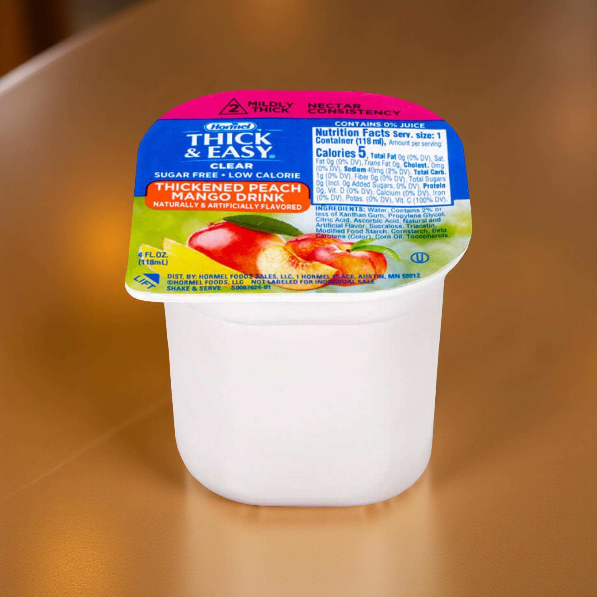 Thick & Easy Sugar Free Thickened Beverage 4 oz. Portion Cup Peach Mango Flavor Ready to Use Nectar Consistency, 78768 - Case of 24 4