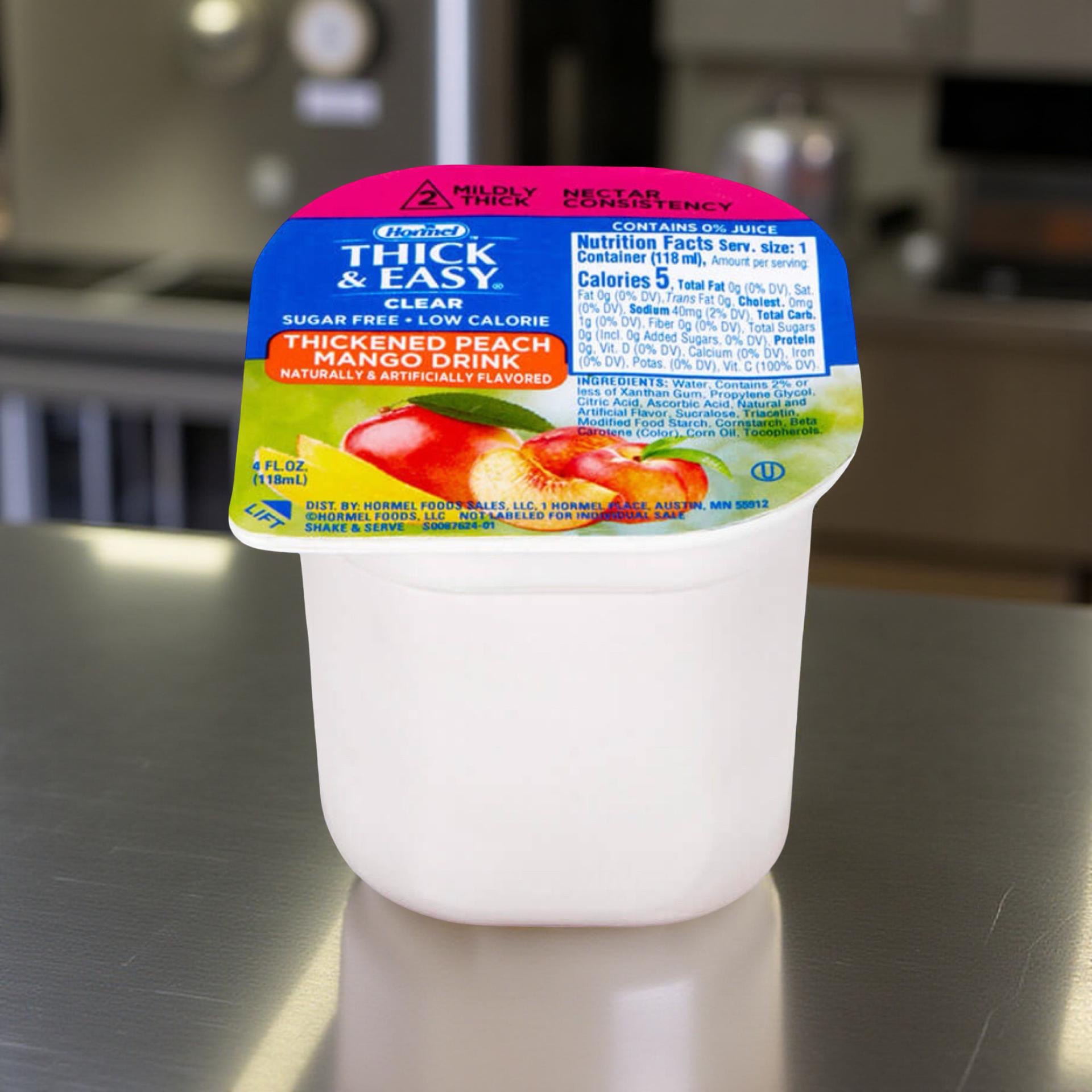 Thick & Easy Sugar Free Thickened Beverage 4 oz. Portion Cup Peach Mango Flavor Ready to Use Nectar Consistency, 78768 - Case of 24 5