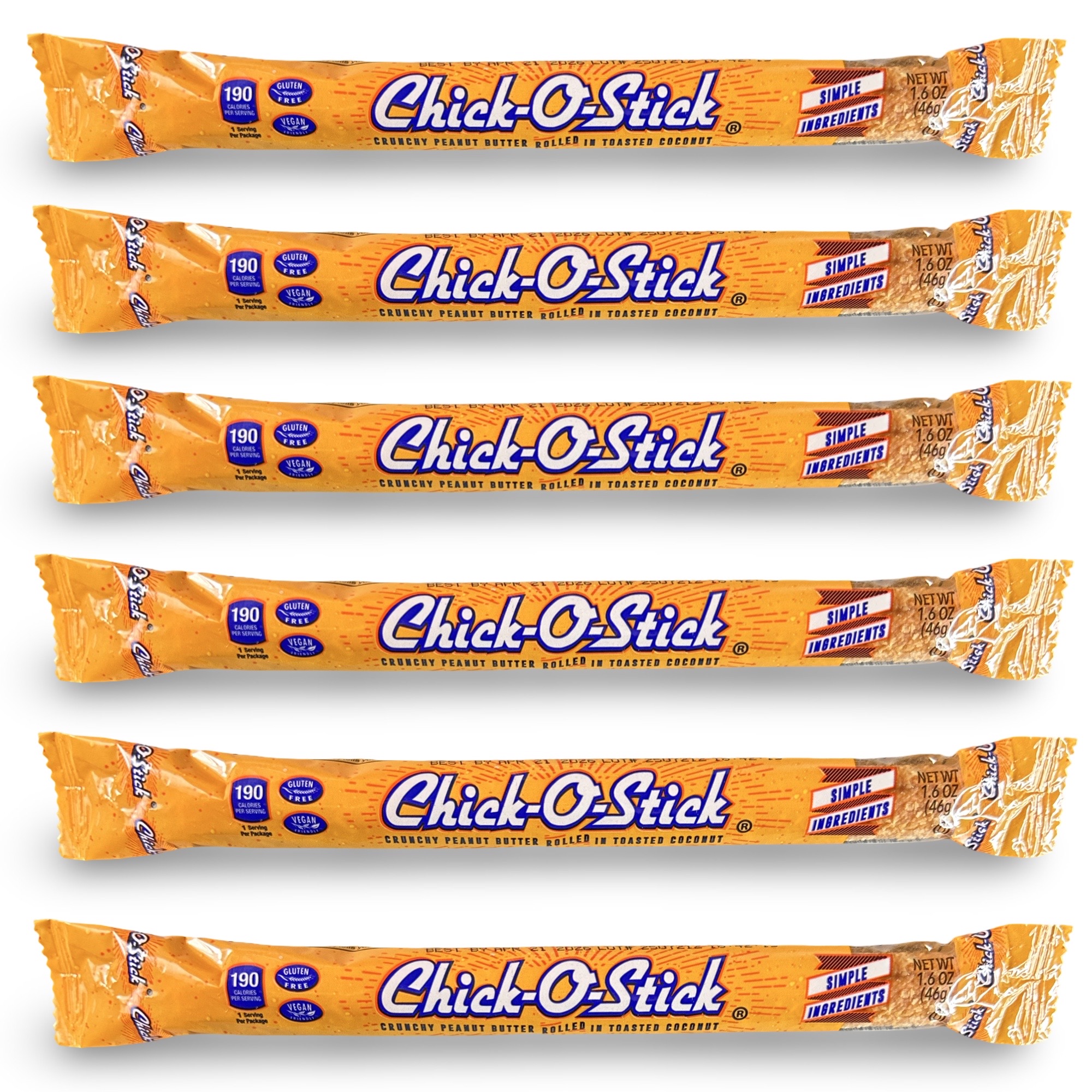 Chick O Stick KING SIZE 1.6 Oz Candy Bars | 6 Pack | Crunchy Peanut Butter Rolled In Toast Coconut 2