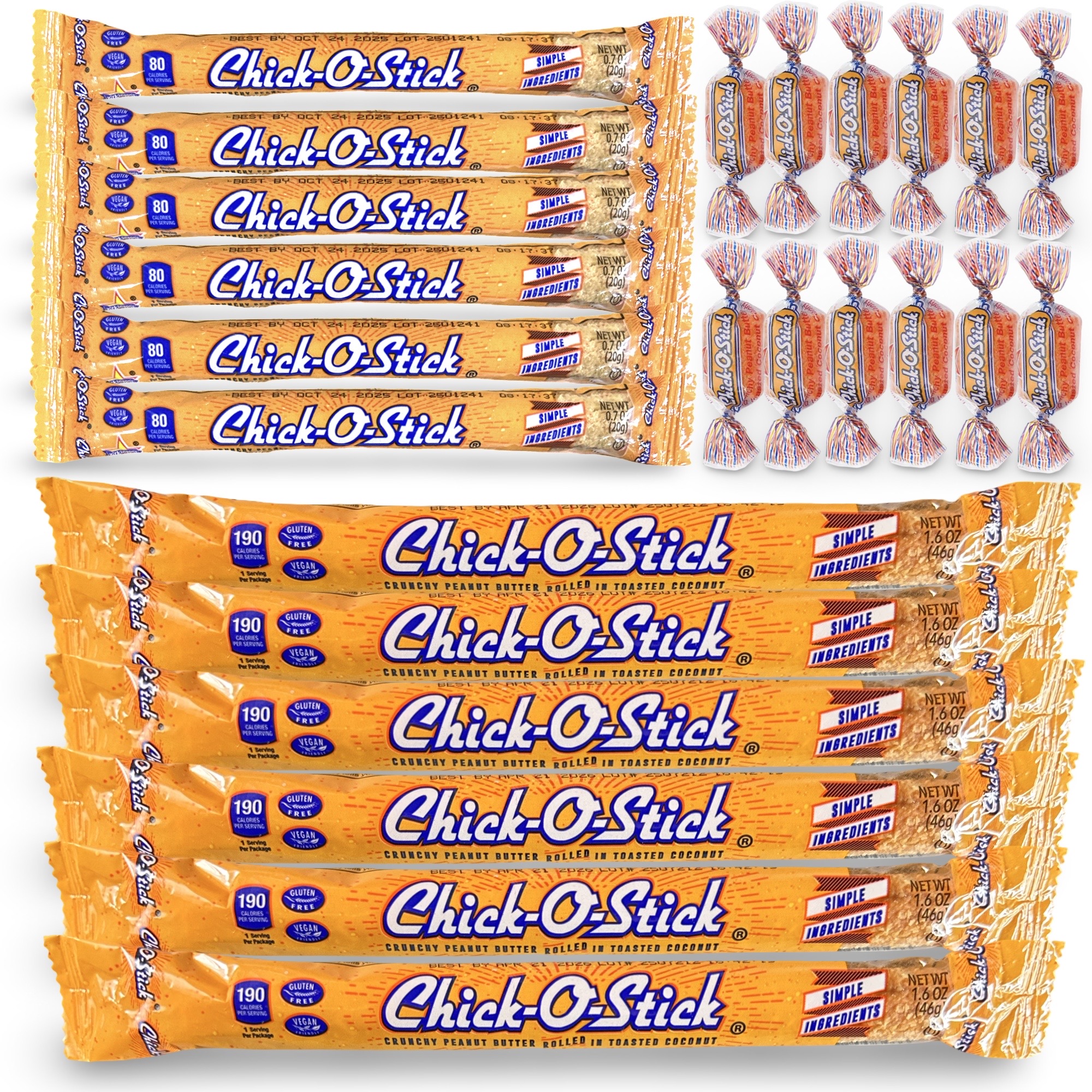 Chick O Stick Family Pack Featuring 6 King Size, 6 Regular and 12 Nuggets | 24 Count