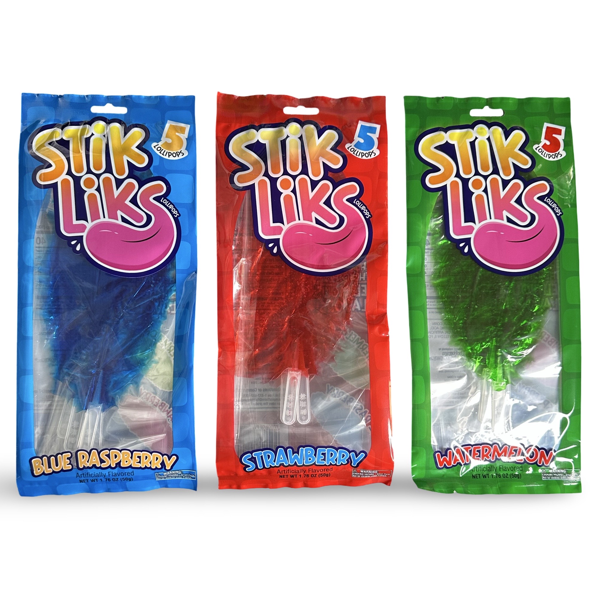 Stik Liks, Unique Rollable, Bendable Lollipops In Strawberry, Watermelon and Blue Raspberry, 15 Total Lollipops 2