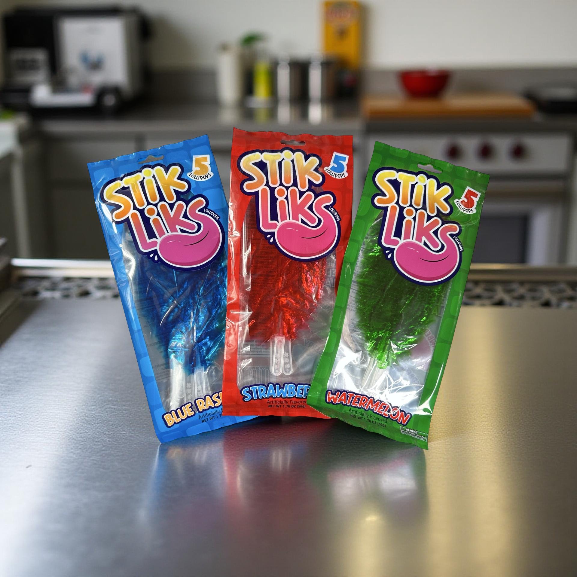 Stik Liks, Unique Rollable, Bendable Lollipops In Strawberry, Watermelon and Blue Raspberry, 15 Total Lollipops 5