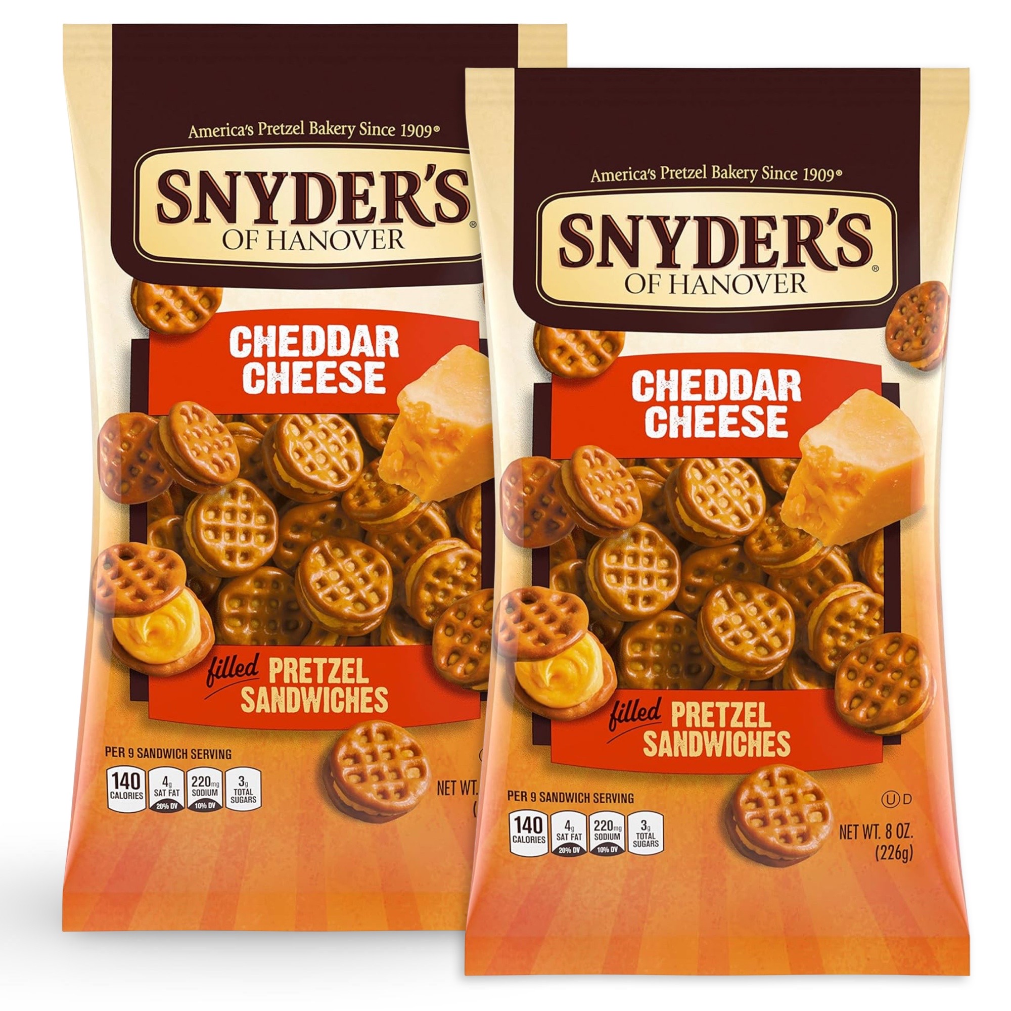 Snyder's of Hanover Pretzel Sandwiches - Cheddar Cheese - 8 oz - 2 Bags