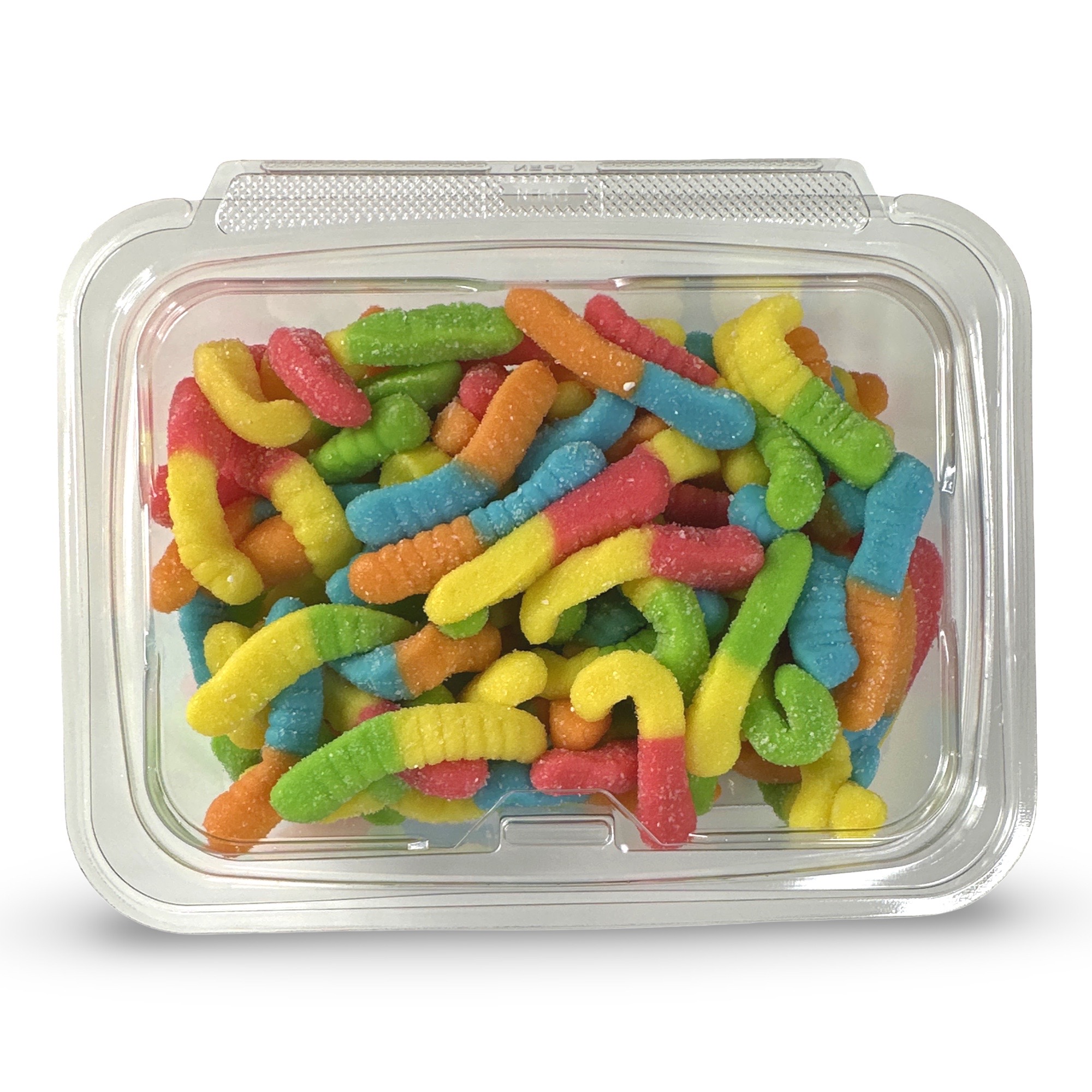 Fruity Flavorful Colorful Nostalgic Gummy Mini Neon Sour Fruit Worms Candy,  1 Lb. Tub