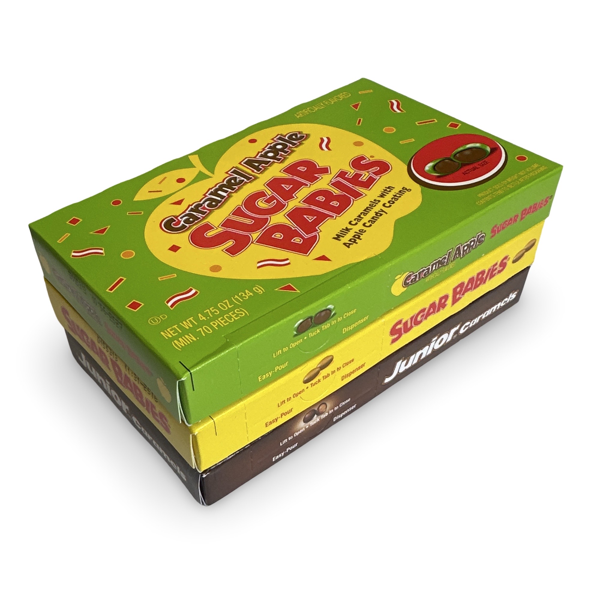 Sugar Babies Candy Coated Caramels Variety Featurig Caramel Apple, Original and Junior Caramels, Movie Theater Boxes