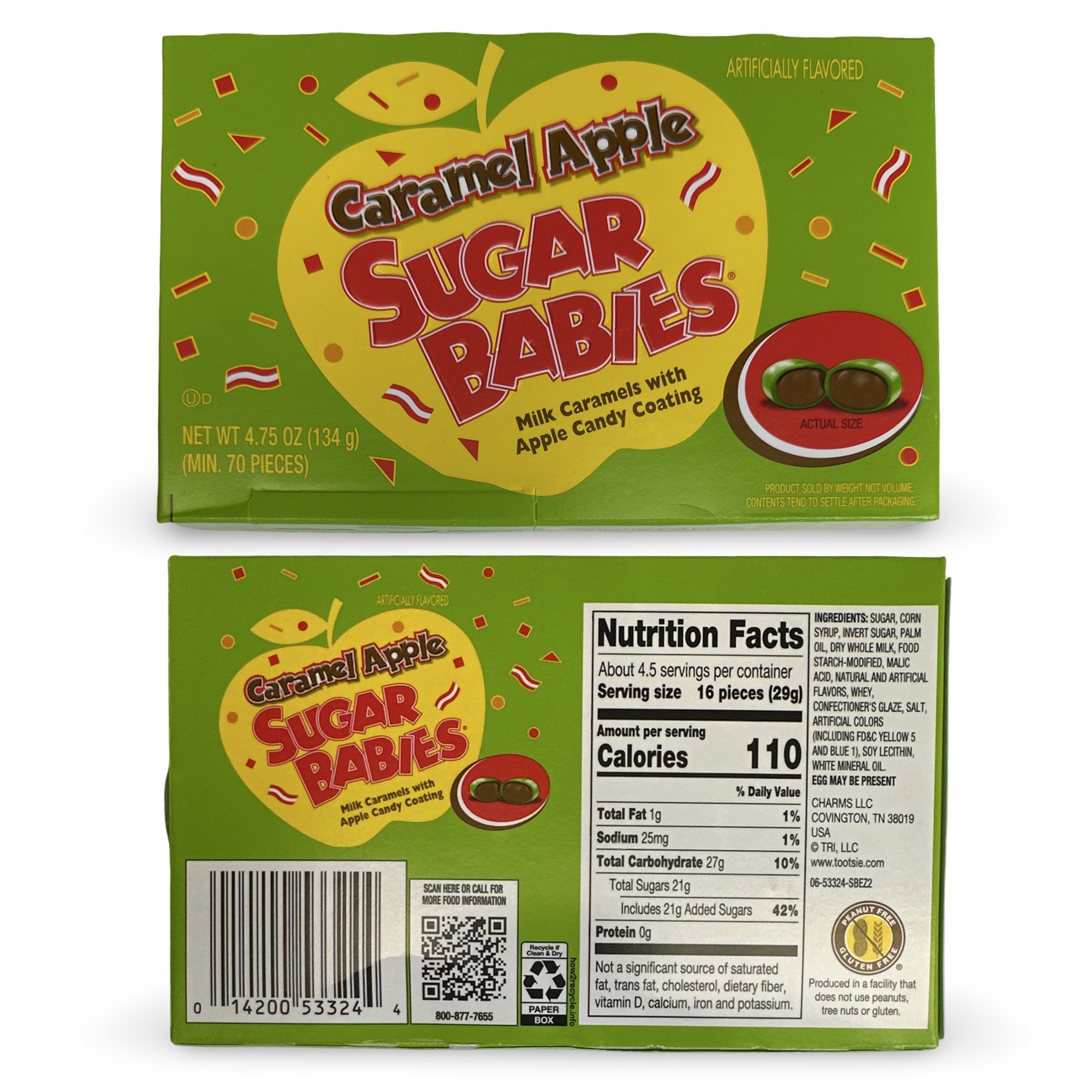 Caramel Apple Sugar Babies, Candy Coated Caramels, Nostalgic, Movie Theater Box, 3 Count 2