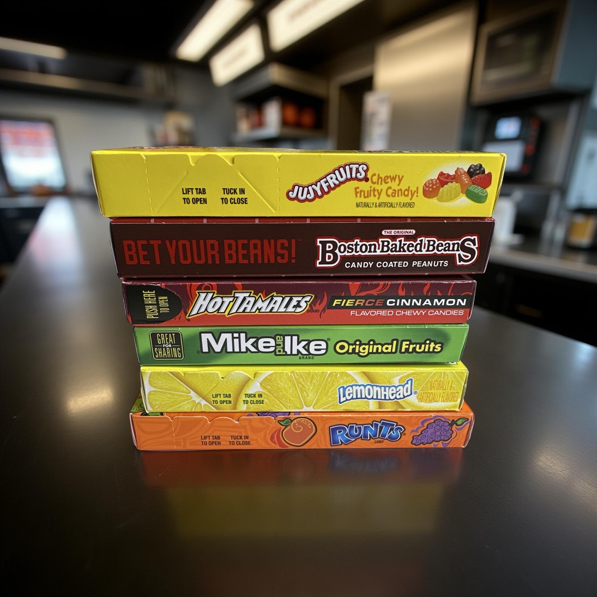 Nostalgic Candy Large Movie Theater Size Boxes Variety, Boston Baked Beans, Jujyfruit, Mike & Ike, Runts, Lemonhead and Hot Tamales 3