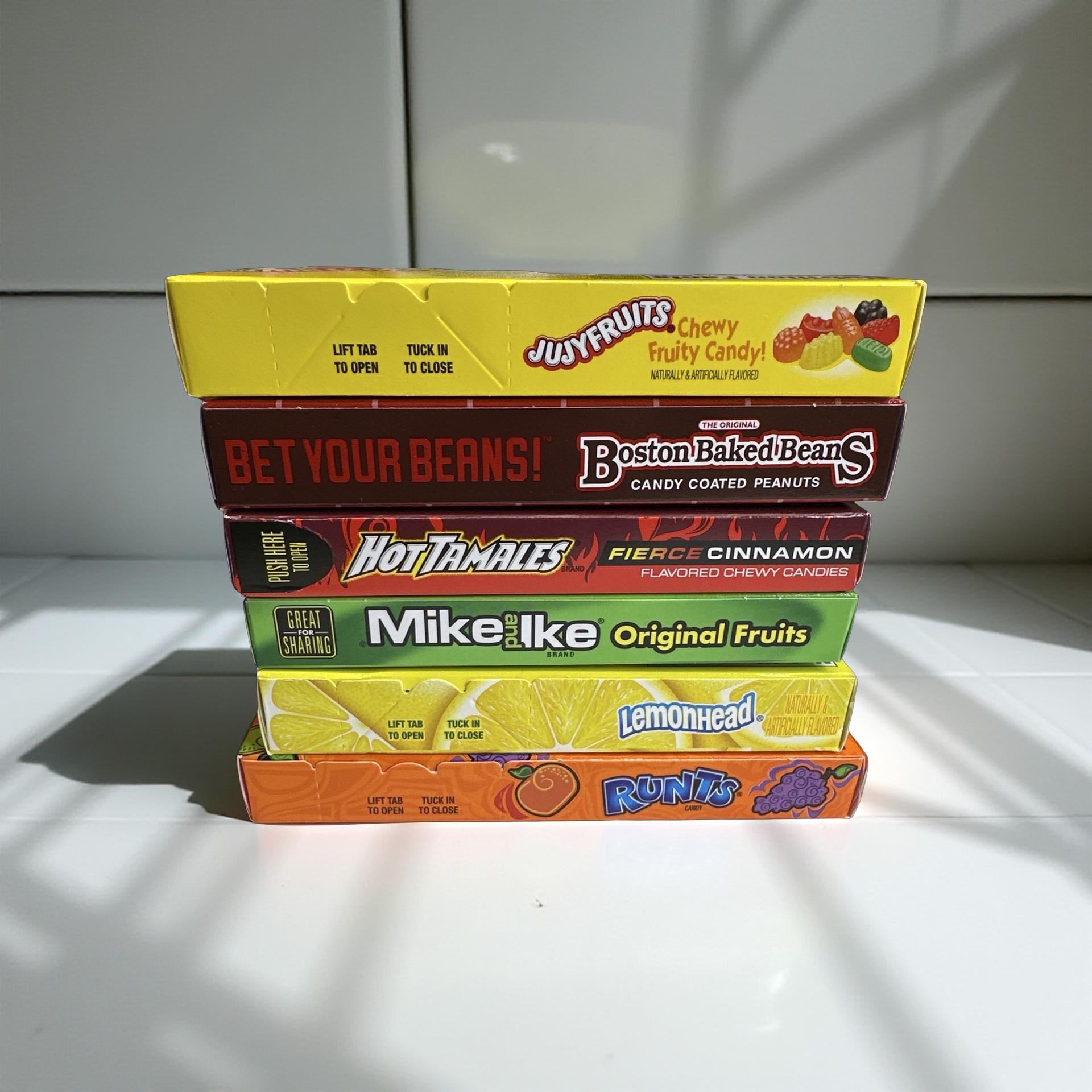 Nostalgic Candy Large Movie Theater Size Boxes Variety, Boston Baked Beans, Jujyfruit, Mike & Ike, Runts, Lemonhead and Hot Tamales 4