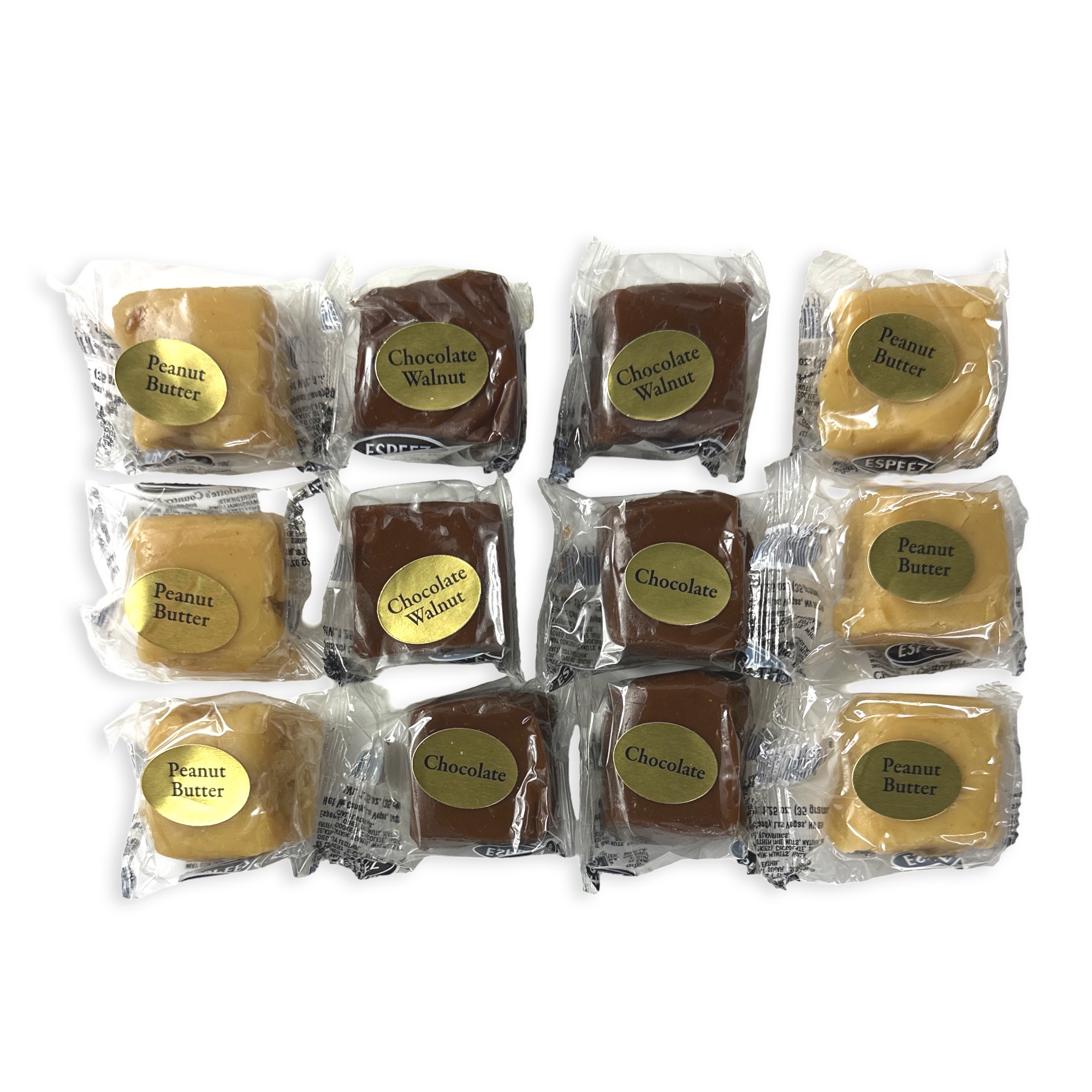 Charlotte's Country Fudge, 12 Pieces, Chocolate, Peanut Butter, Maple Walnut, Chocolate Walnut and Chocolate Peanut Butter